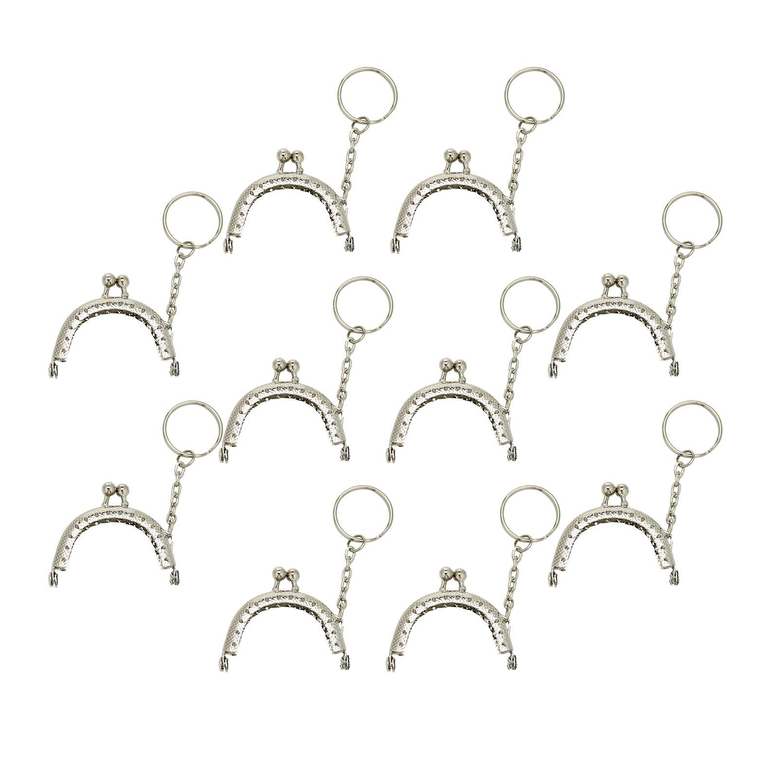 10Pcs Metal Purse Frame Semicircle Bag Handle Bag Kiss Clasp Lock for Sewing Silver