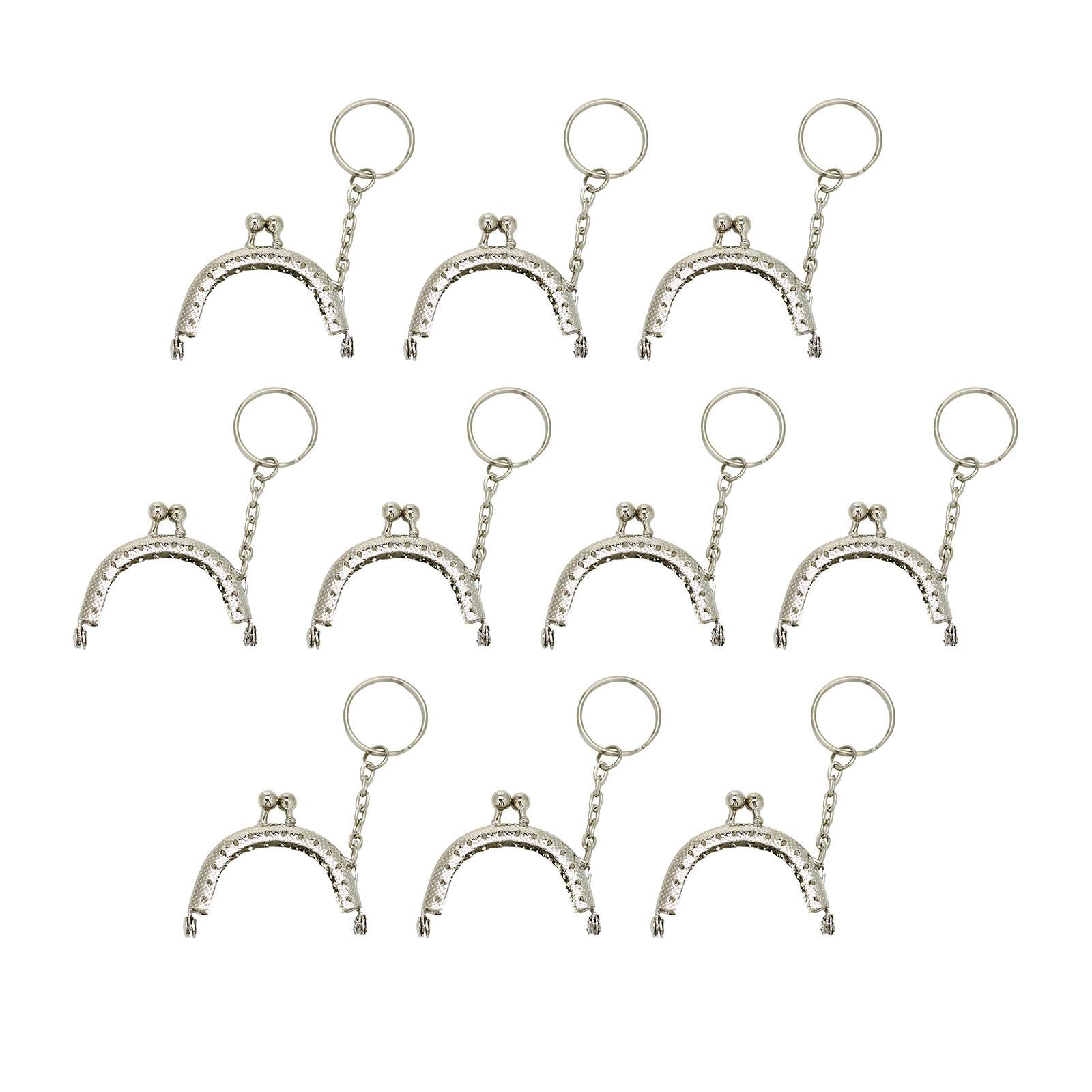 10Pcs Metal Purse Frame Semicircle Bag Handle Bag Kiss Clasp Lock for Sewing Silver