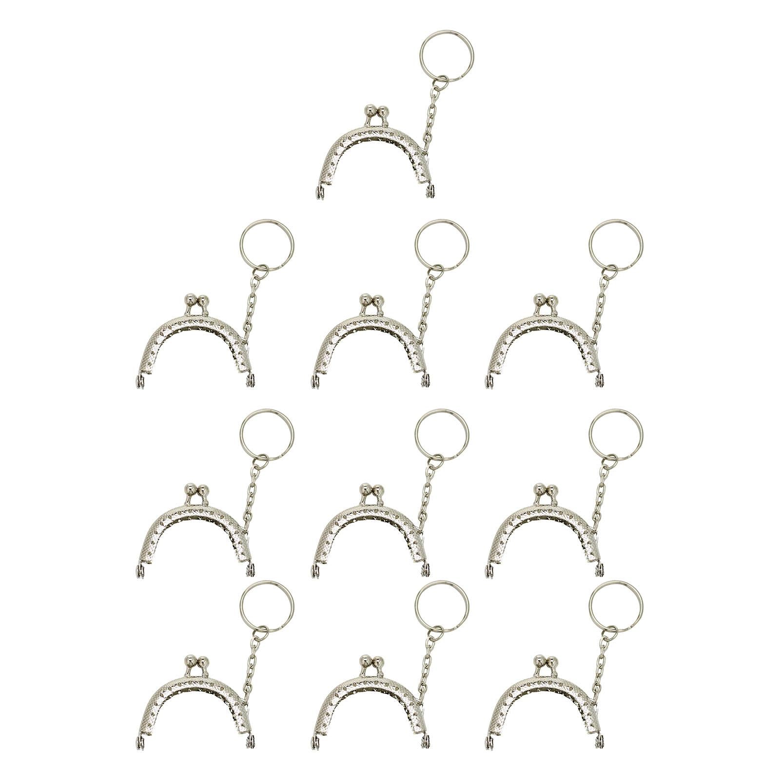 10Pcs Metal Purse Frame Semicircle Bag Handle Bag Kiss Clasp Lock for Sewing Silver