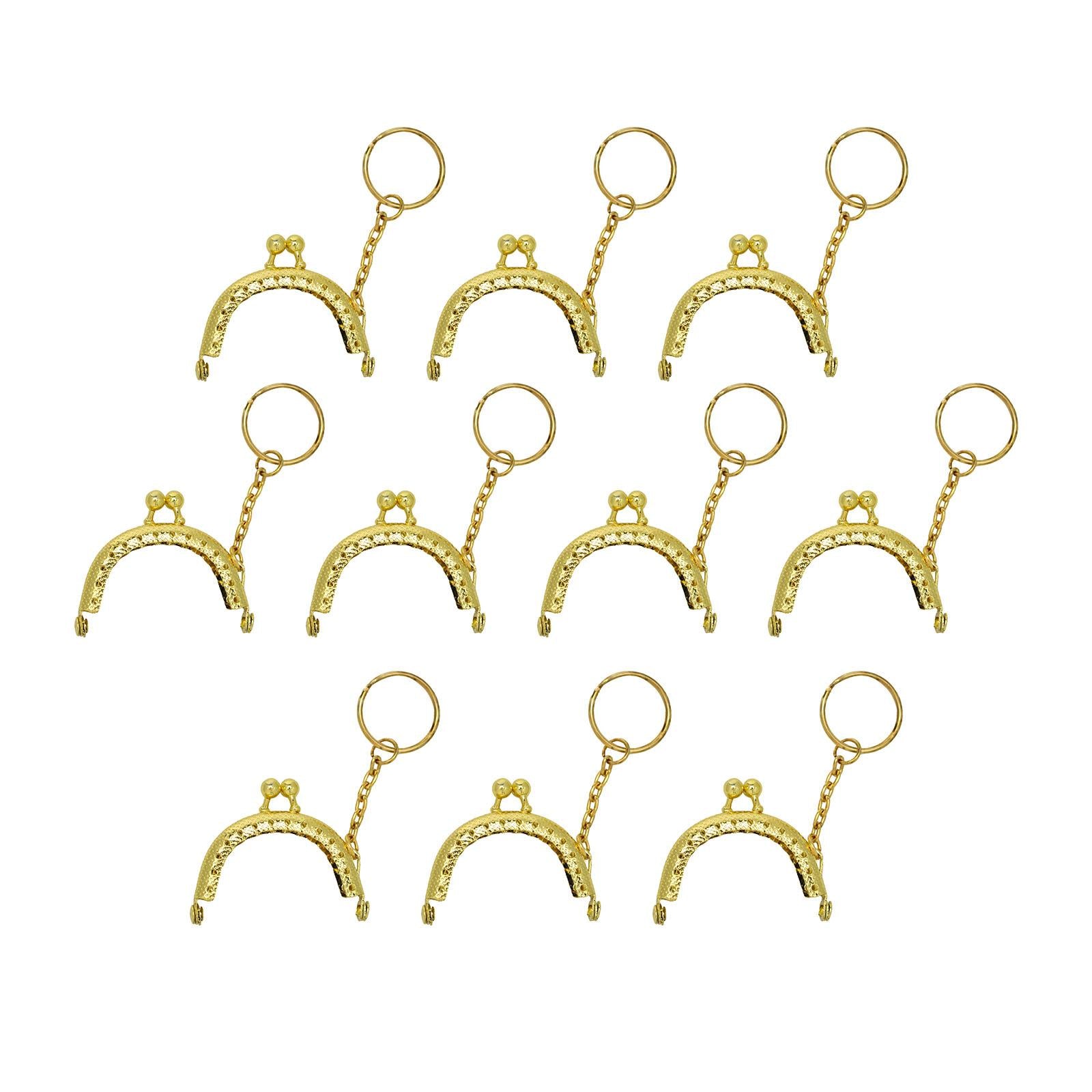 10Pcs Metal Purse Frame Semicircle Bag Handle Bag Kiss Clasp Lock for Sewing Gold