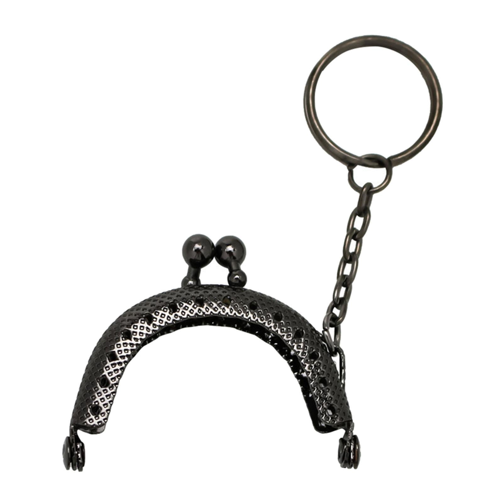10Pcs Metal Purse Frame Semicircle Bag Handle Bag Kiss Clasp Lock for Sewing Black