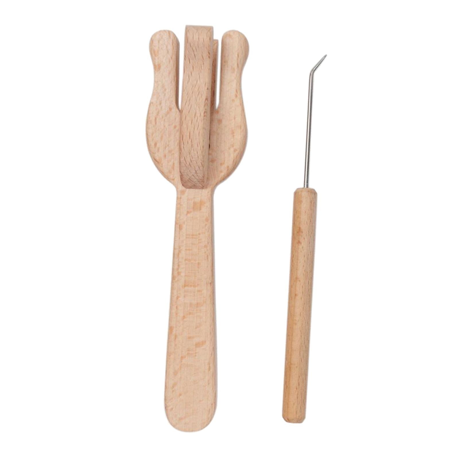 Knitting Tool Wood Fork Shape Hand Loom Craft Multifunctional Weaving Tool