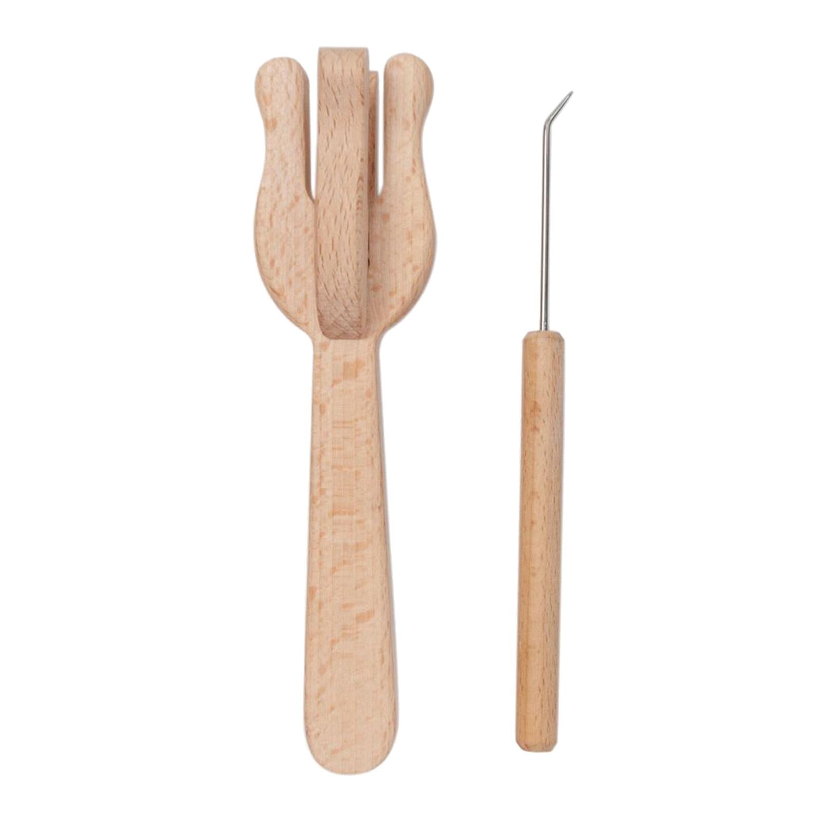 Knitting Tool Wood Fork Shape Hand Loom Craft Multifunctional Weaving Tool