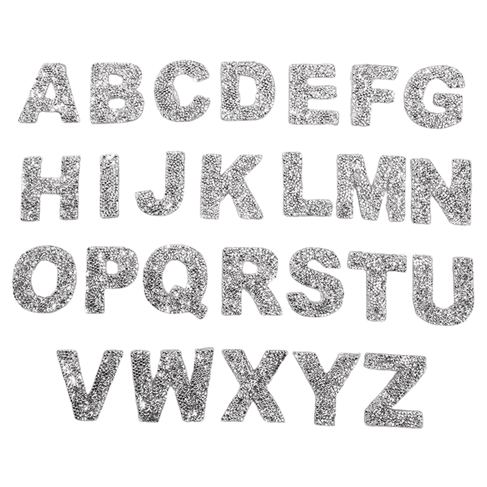 Iron On Letters Patches Alphabet Appliques for DIY Accessories Jackets Silver