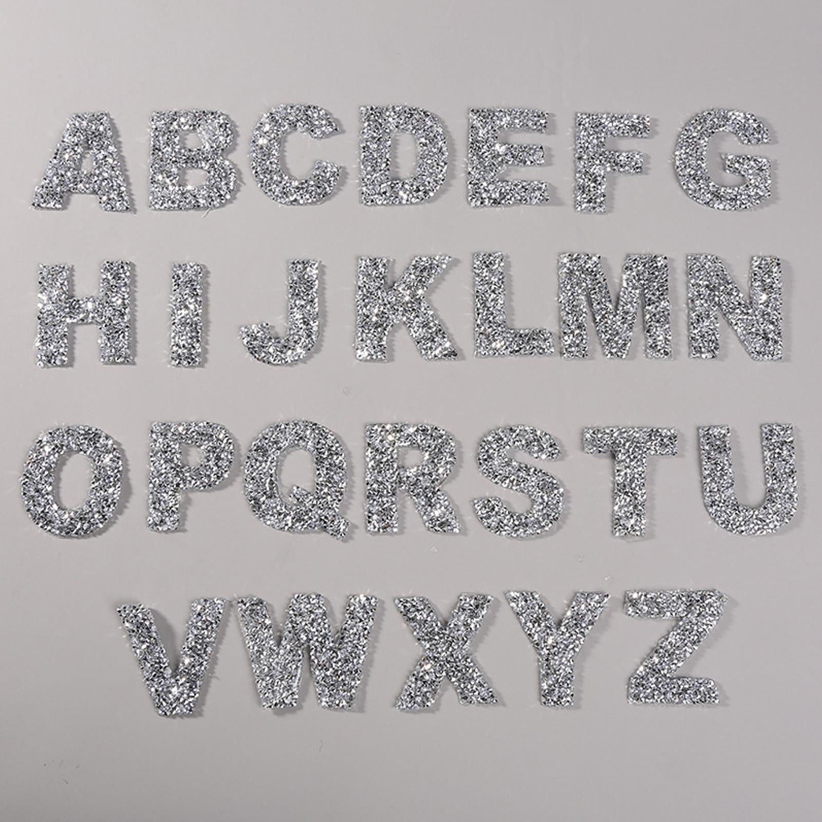 Iron On Letters Patches Alphabet Appliques for DIY Accessories Jackets Silver