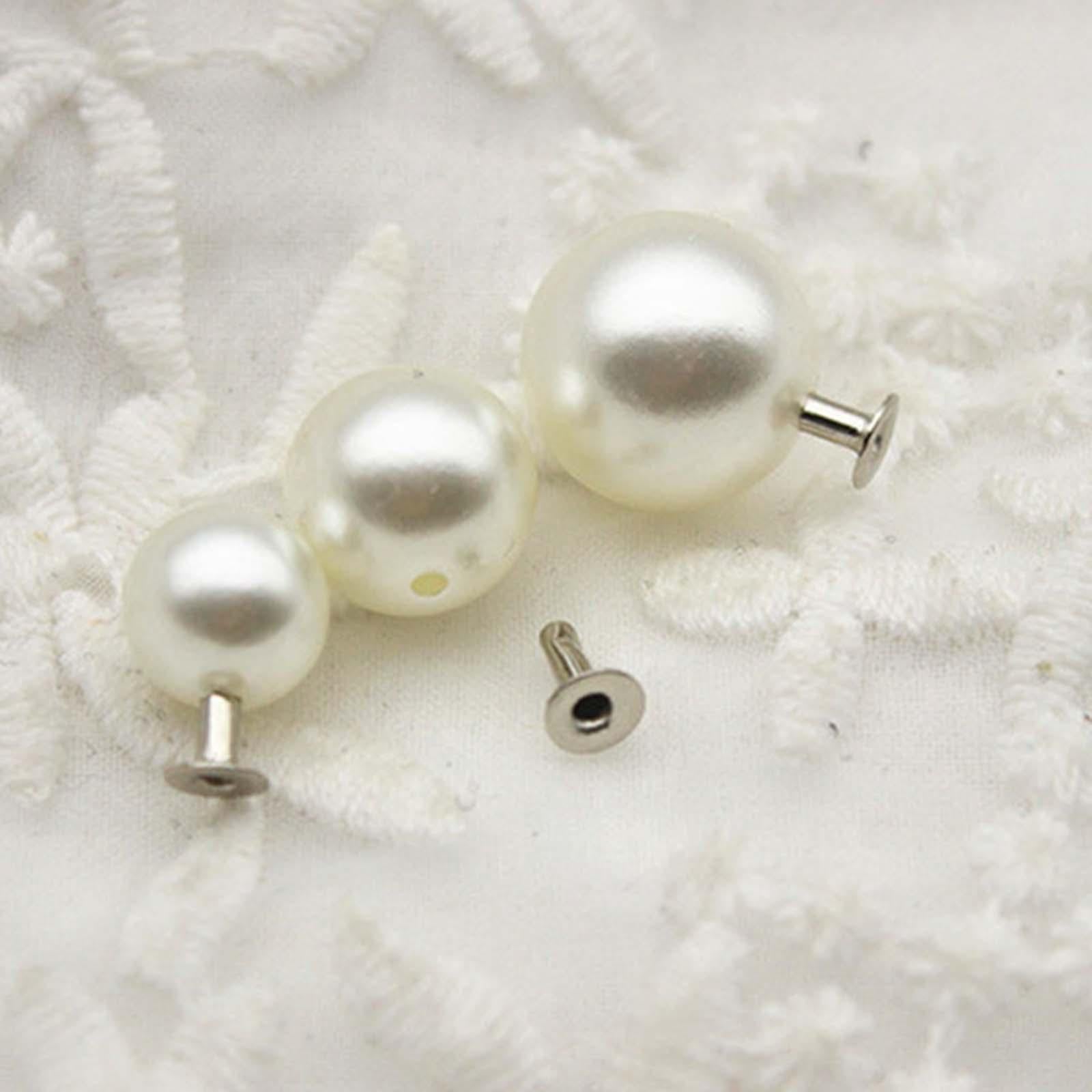 100Pcs Pearl Rivets Studs Single Half Hole for Leather Bag DIY Decor 8mm