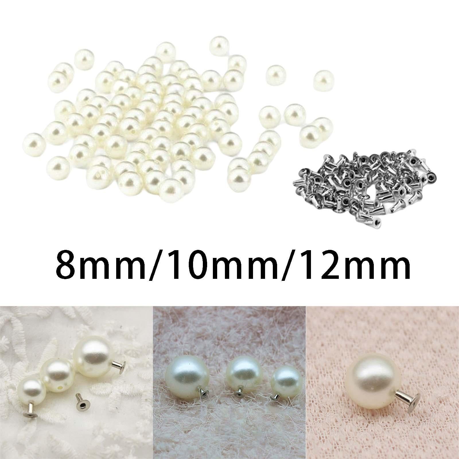 100Pcs Pearl Rivets Studs Single Half Hole for Leather Bag DIY Decor 8mm