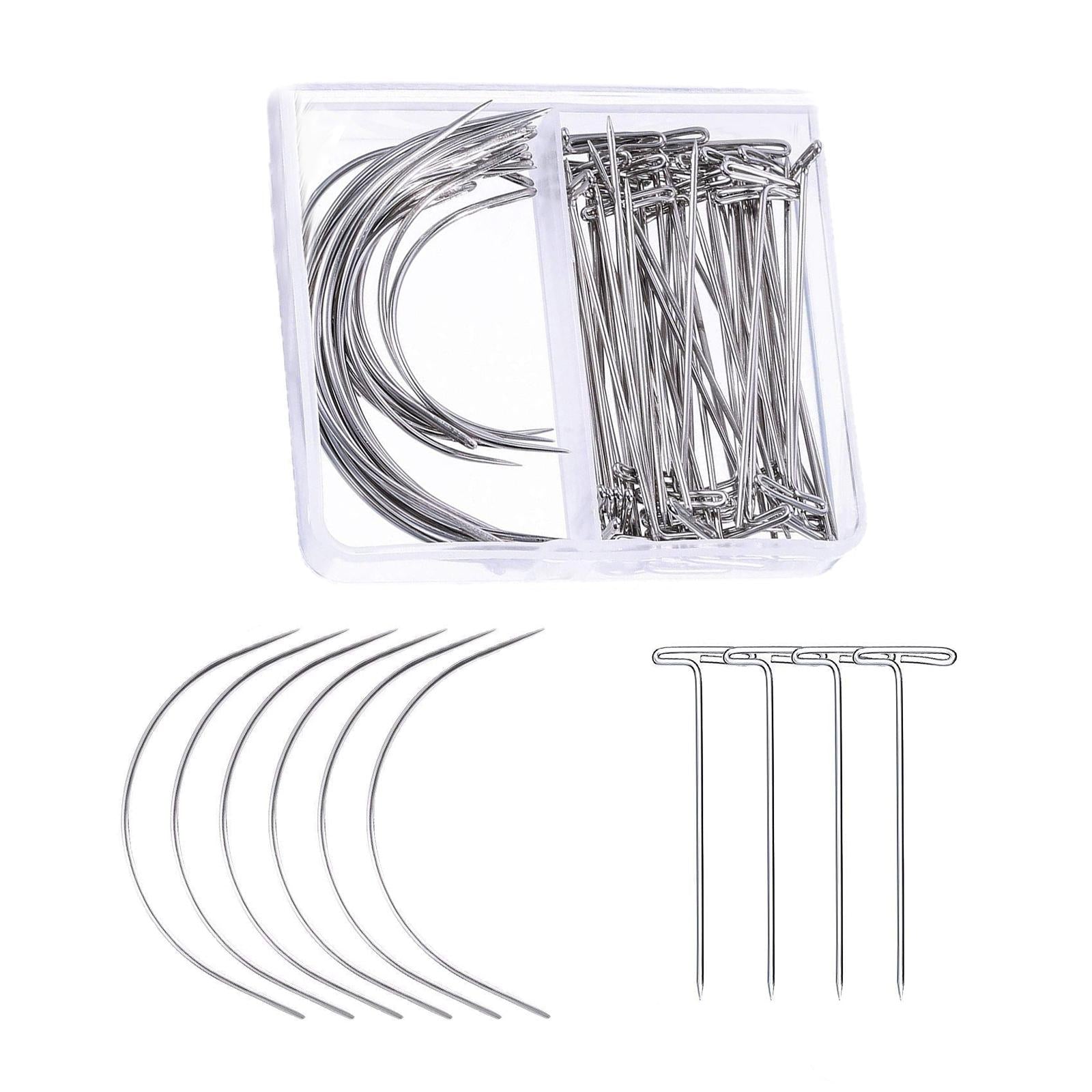 Curved Pins Leather Blocking Knitting Hand Sewing Pins 70Pcs 3in 2in T Pins