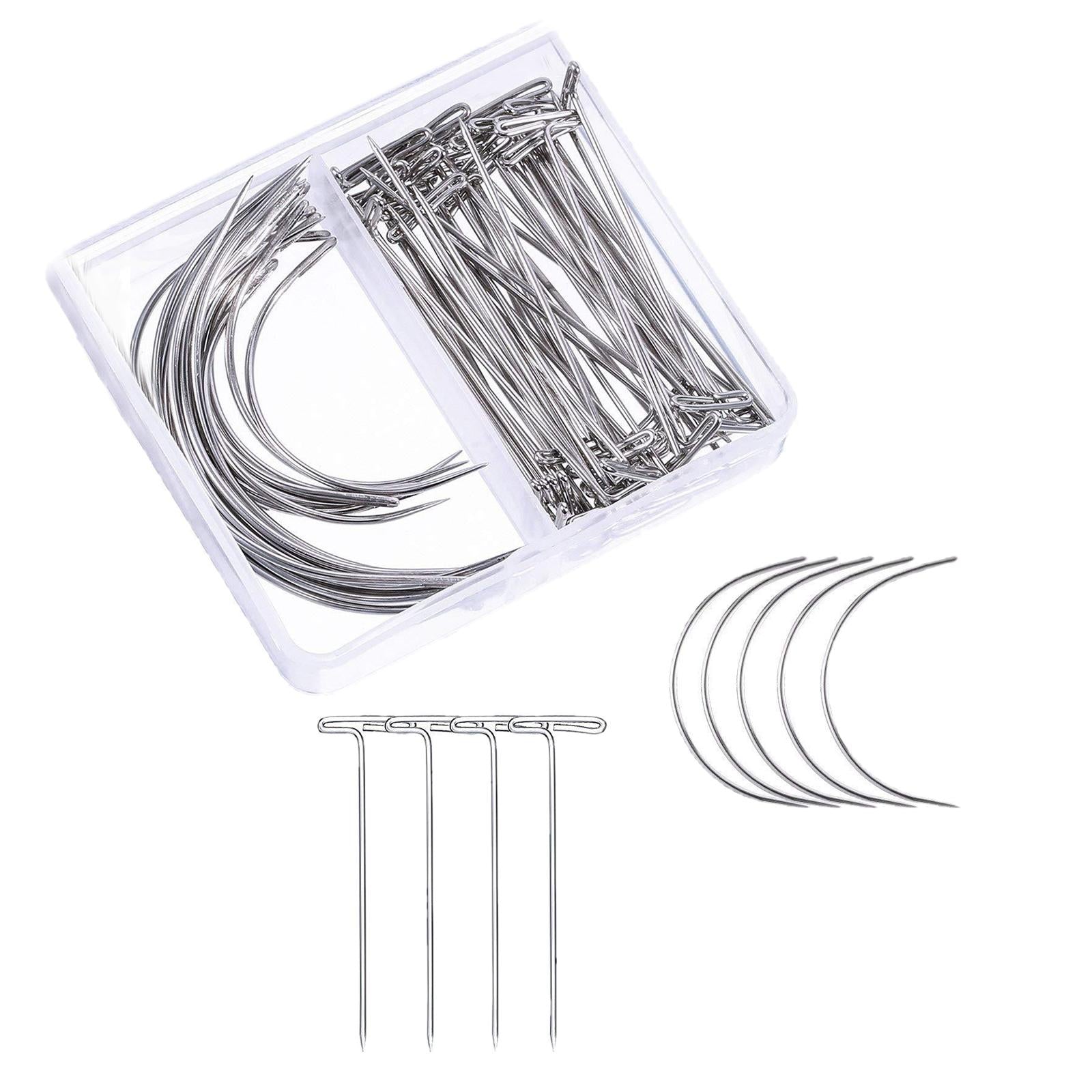 Curved Pins Leather Blocking Knitting Hand Sewing Pins 70Pc 2.5in 2in T Pin