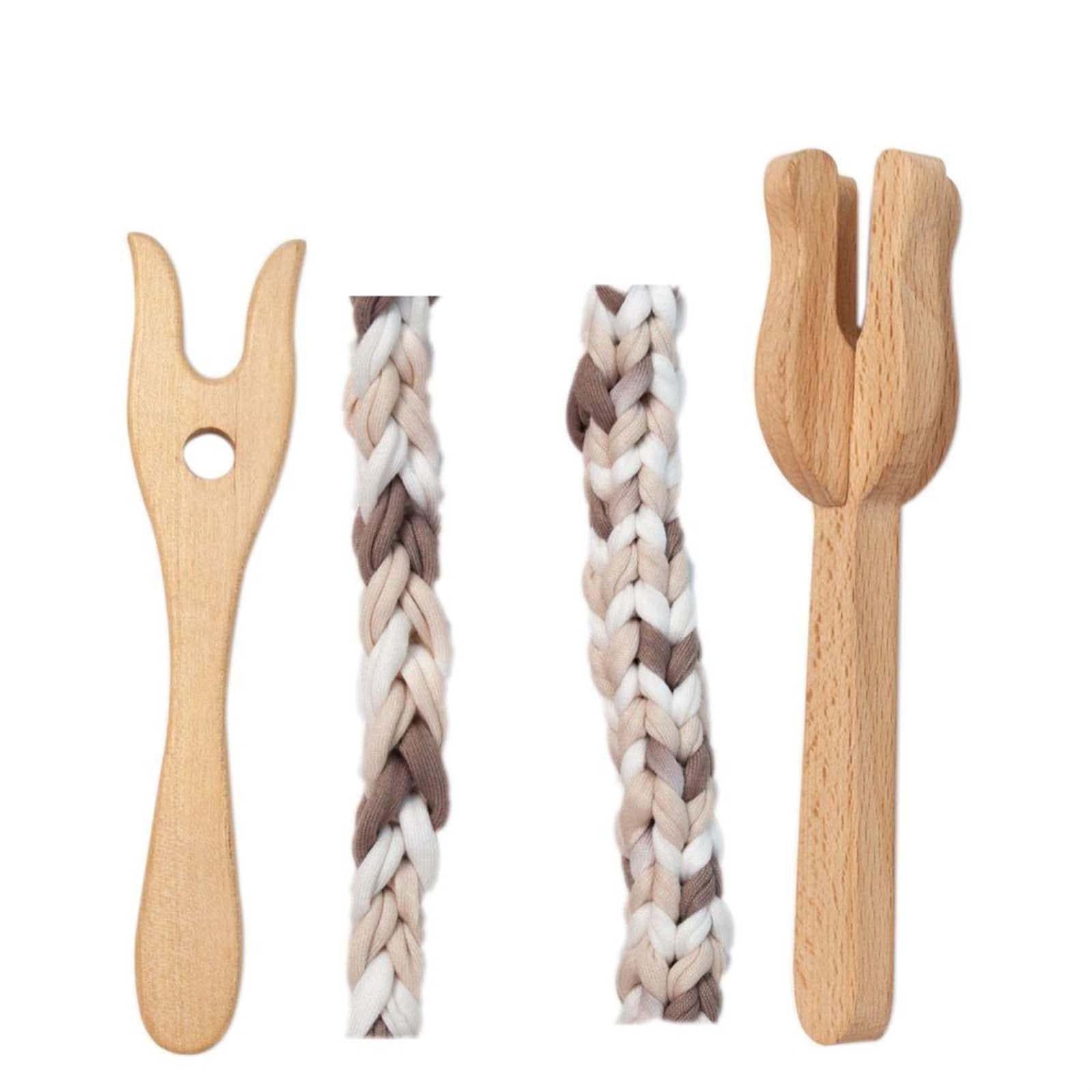 Knitting Fork Braiding Tool DIY Wooden Gift Accessories for Cordmaking