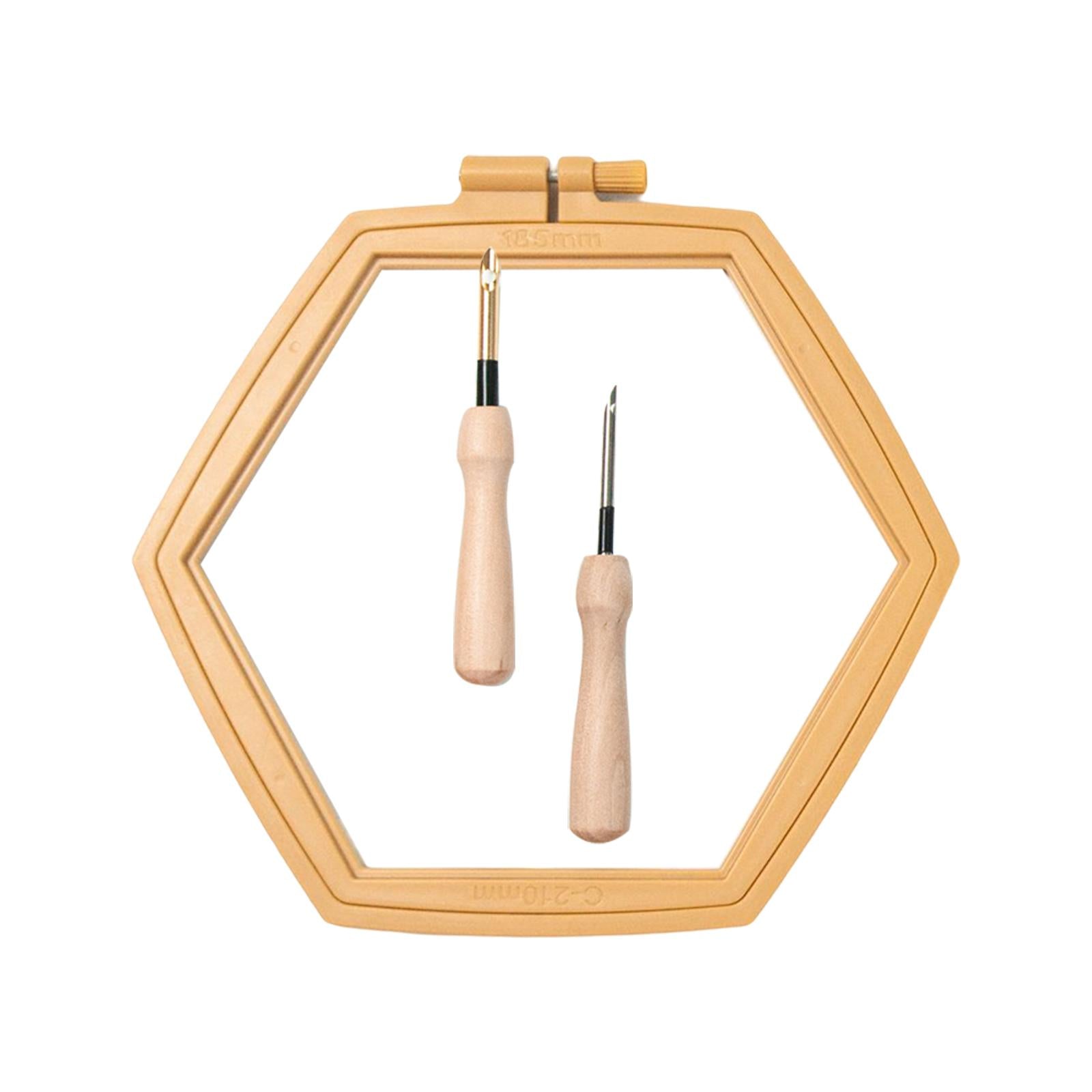 Hexagonal Punch Needle Embroidery Kits Wooden Handle for Starter Kids Adults