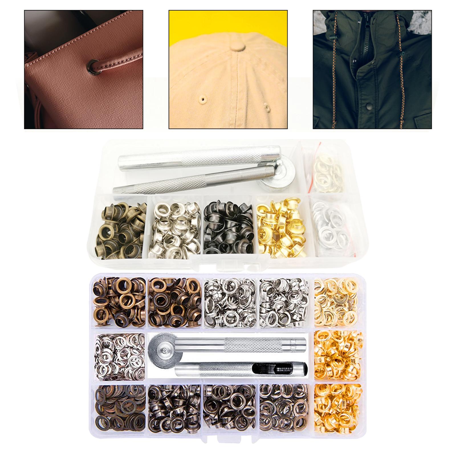 Eyelets Grommets Tool Kit Canvas Bags Belt Banner Craft Clothing 200 sets