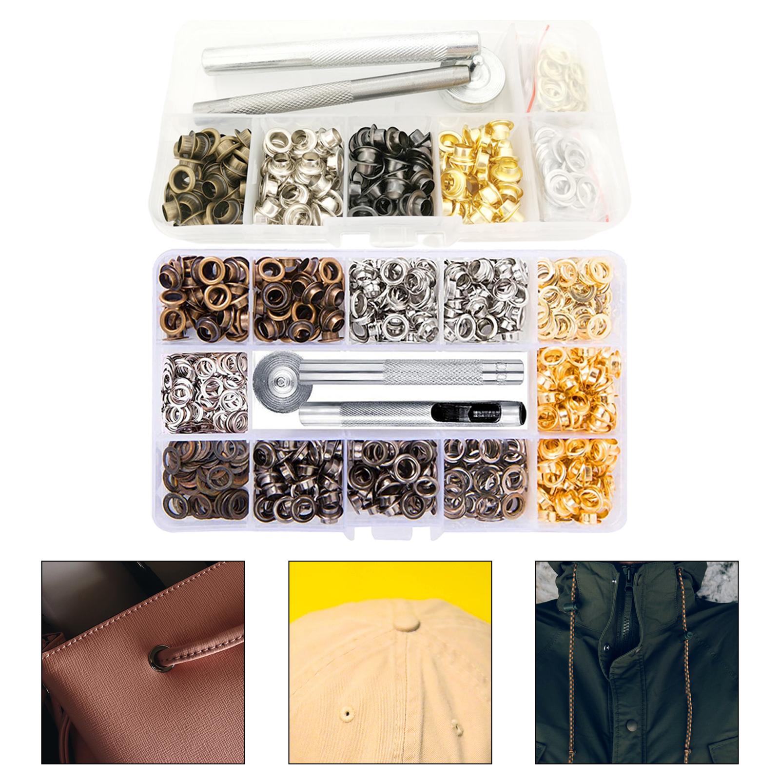 Eyelets Grommets Tool Kit Canvas Bags Belt Banner Craft Clothing 200 sets