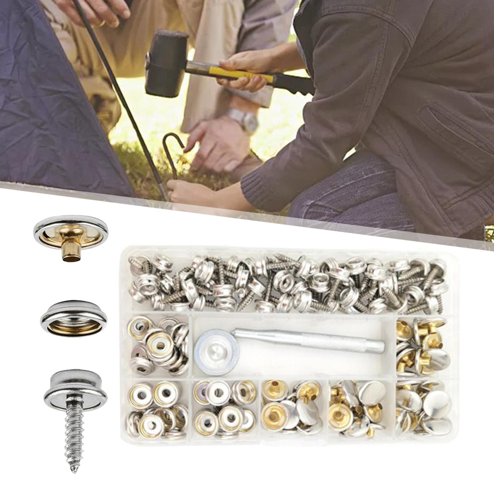 152 Pieces Screw Snap Fastener Kit 2 Setting Tool for Ship Family Car Tent