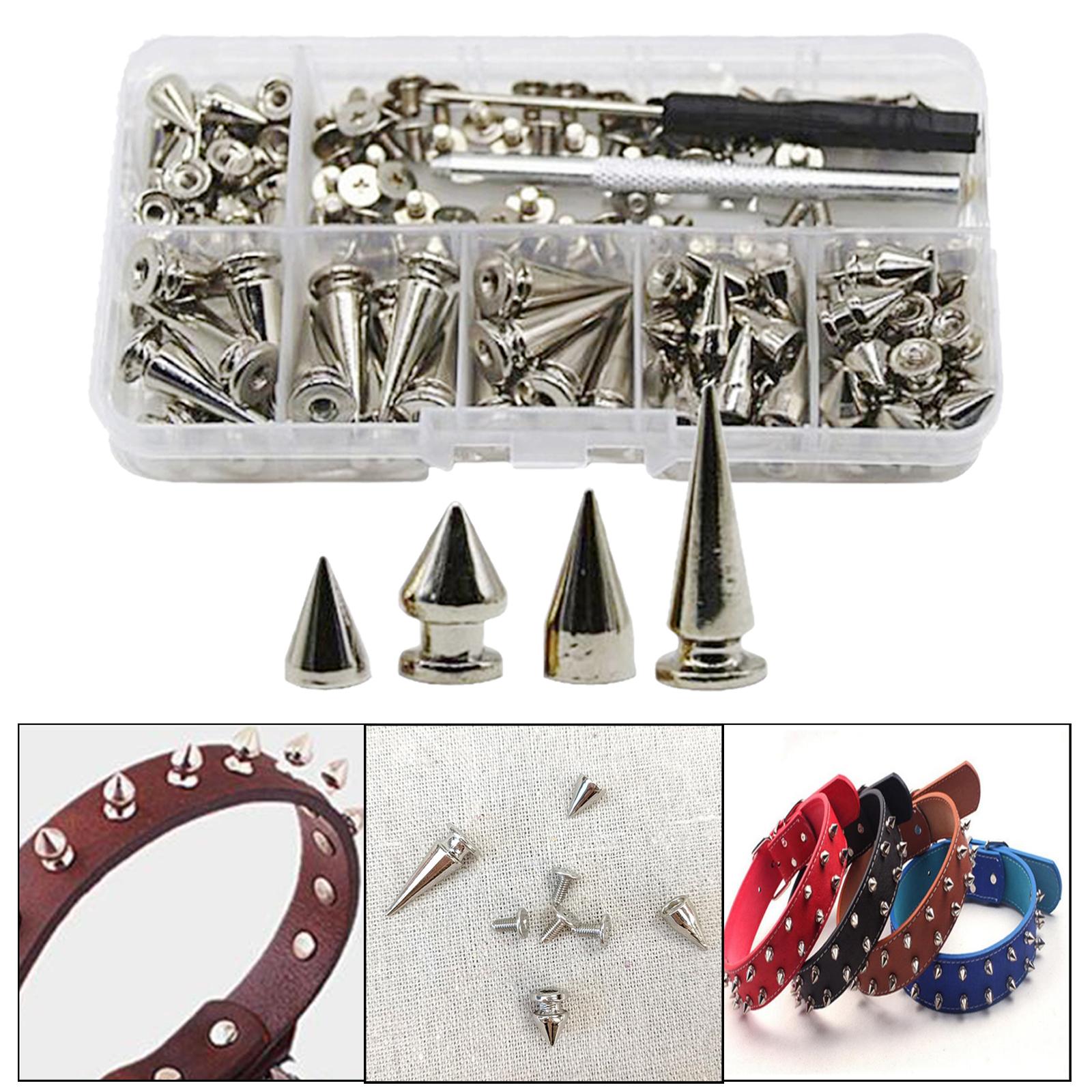 80 Pieces Zinc Alloy Cone Spikes Punk Rivets Stud Screw for Bag Craft Jacket