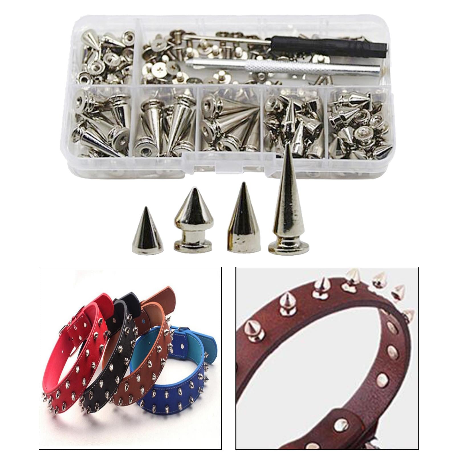 80 Pieces Zinc Alloy Cone Spikes Punk Rivets Stud Screw for Bag Craft Jacket