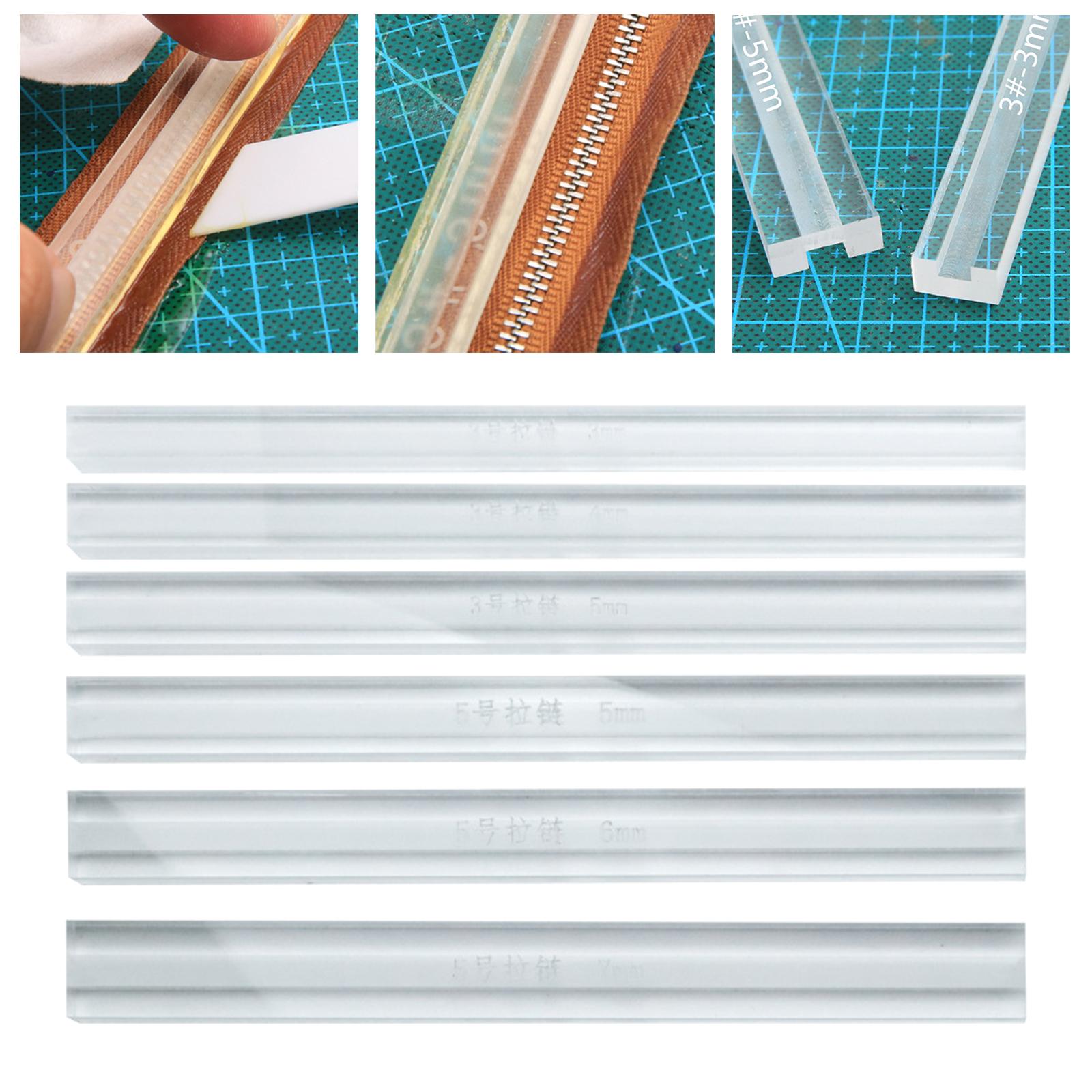 Acrylic Zipper Gluing Ruler Anti Overflow Ruler DIY Leather Craft 6 Pieces