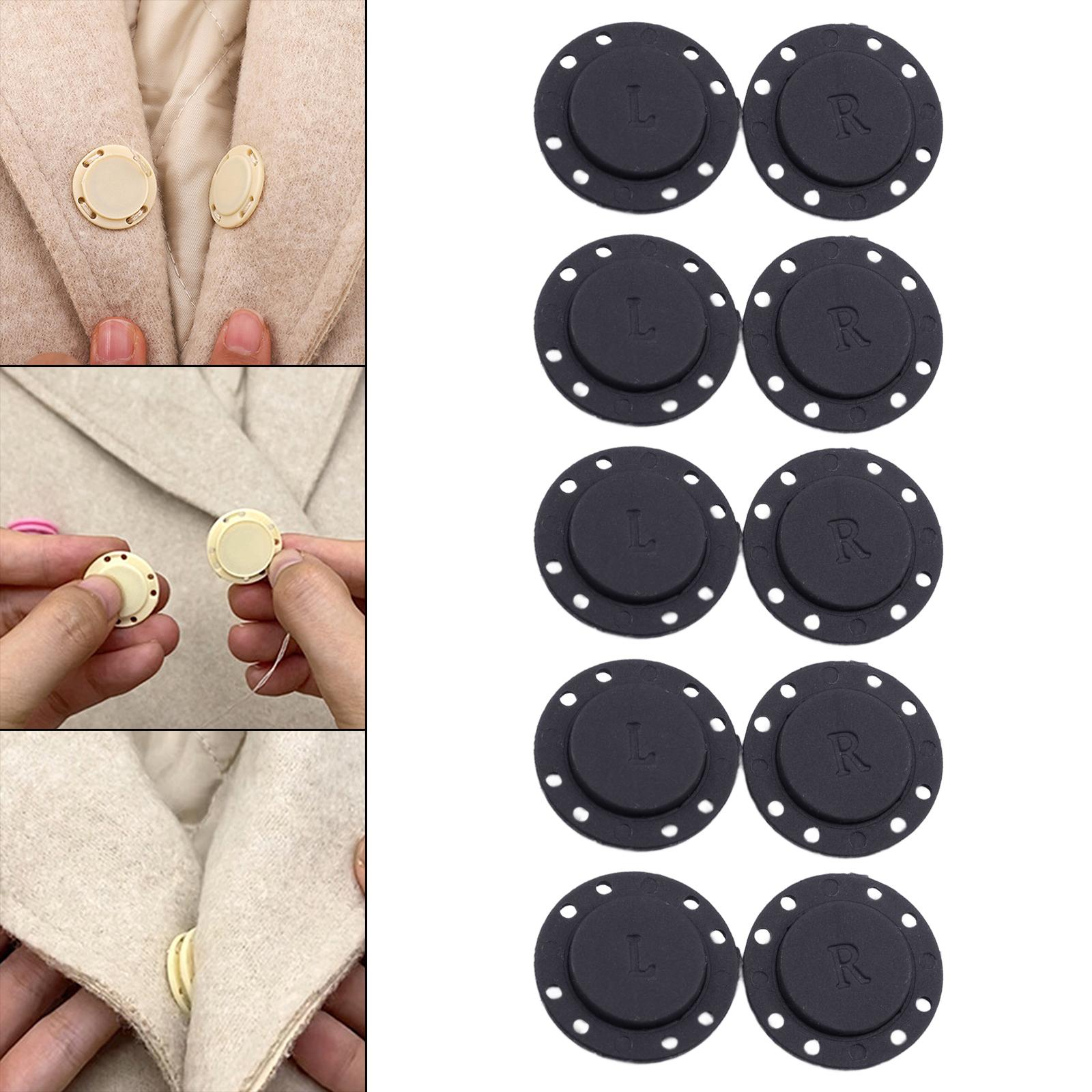 5 Pairs Invisible Buttons Jacket Cardigan Concealed Buckle Snap Buttons 22mm Black