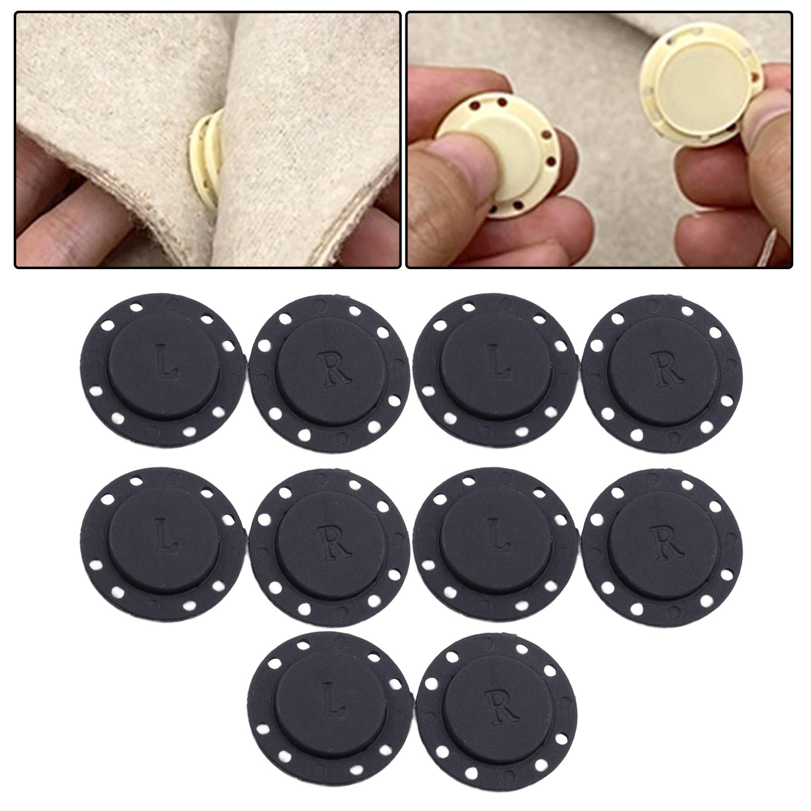 5 Pairs Invisible Buttons Jacket Cardigan Concealed Buckle Snap Buttons 22mm Black