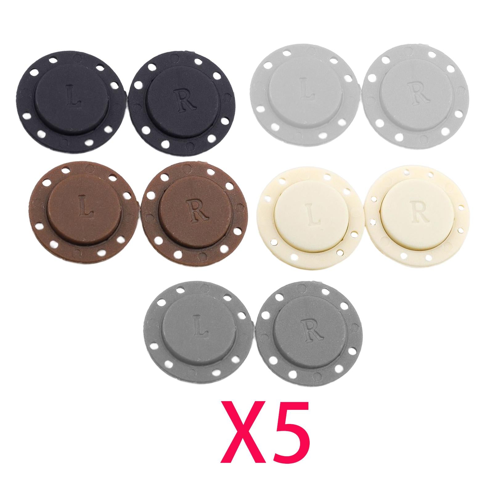5 Pairs Invisible Buttons Jacket Cardigan Concealed Buckle Snap Buttons 22mm Black
