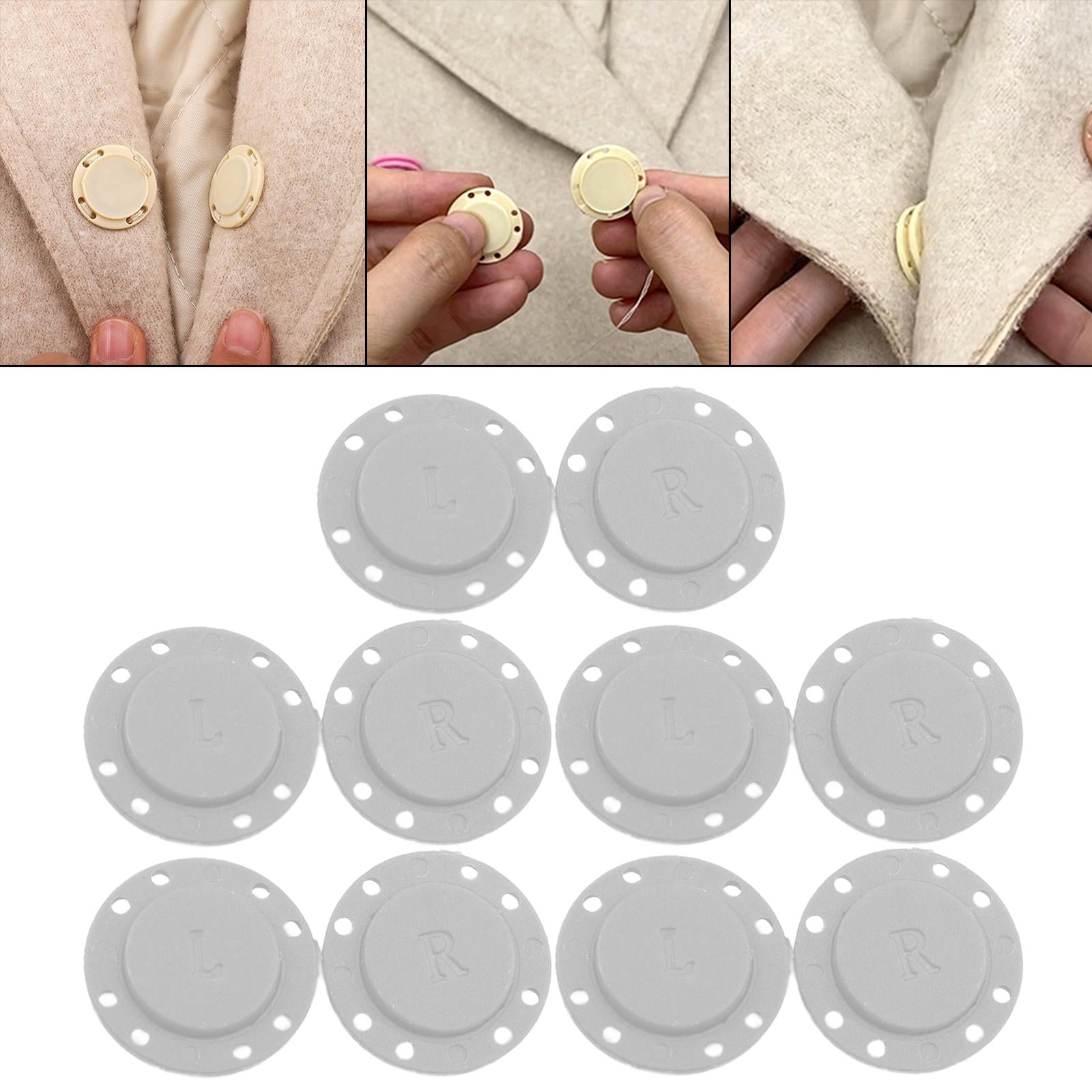 5 Pairs Invisible Buttons Jacket Cardigan Concealed Buckle Snap Buttons 22mm White