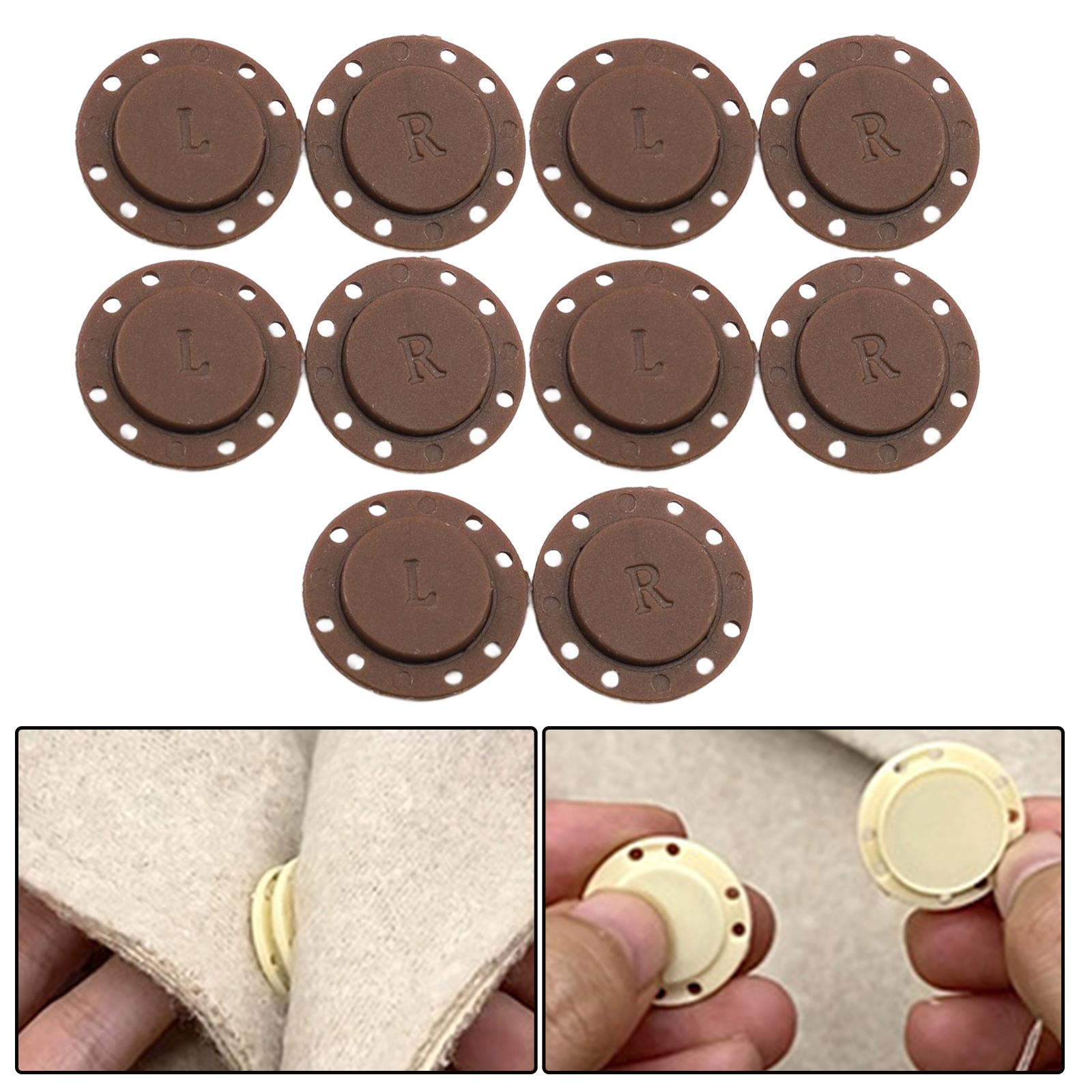 5 Pairs Invisible Buttons Jacket Cardigan Concealed Buckle Snap Buttons 22mm Coffee