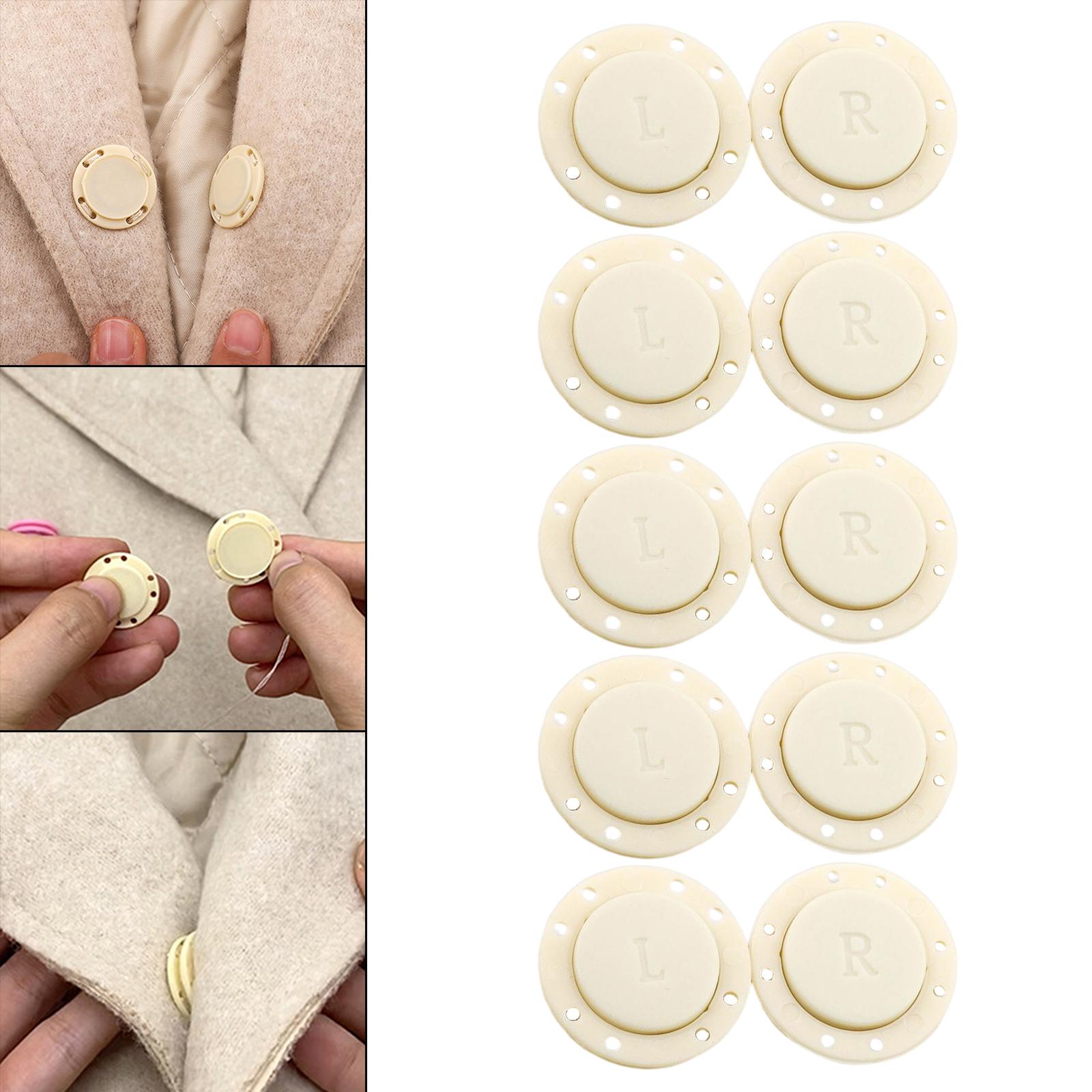5 Pairs Invisible Buttons Jacket Cardigan Concealed Buckle Snap Buttons 22mm Beige