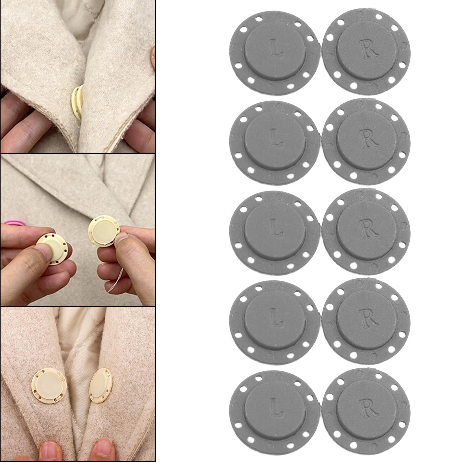 5 Pairs Invisible Buttons Jacket Cardigan Concealed Buckle Snap Buttons 22mm Gray