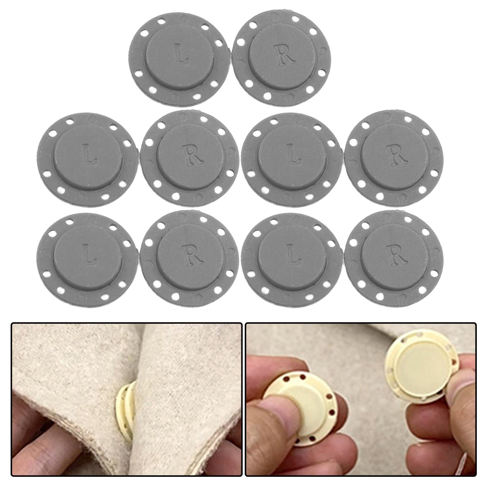 5 Pairs Invisible Buttons Jacket Cardigan Concealed Buckle Snap Buttons 22mm Gray