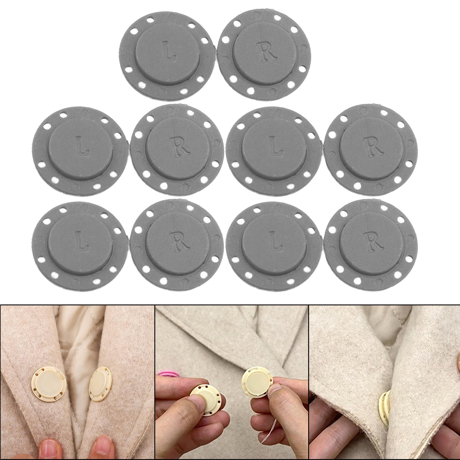 5 Pairs Invisible Buttons Jacket Cardigan Concealed Buckle Snap Buttons 22mm Gray