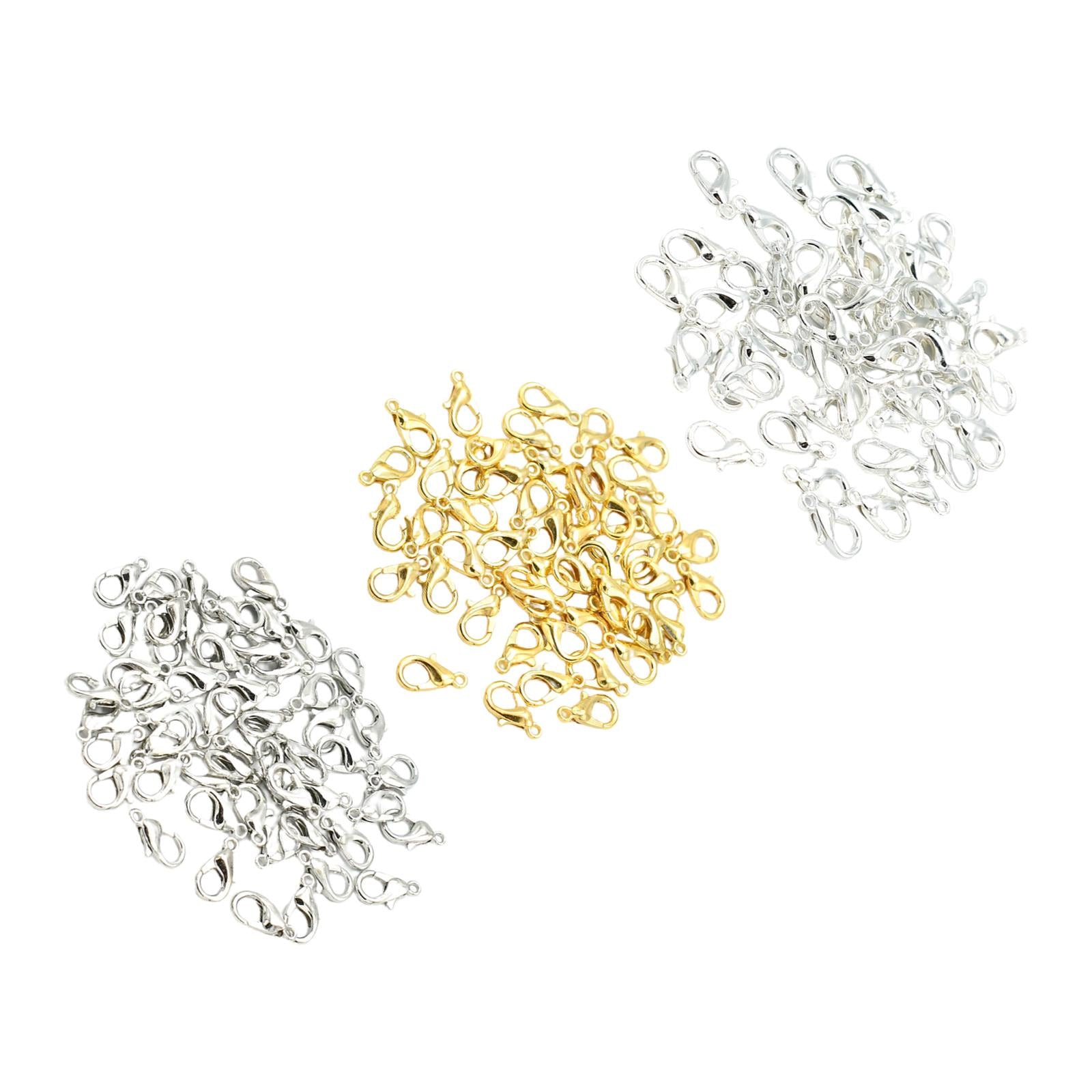 50 Pieces Small Lobster Clasps Zinc Alloy for DIY Crafts Necklace Silver