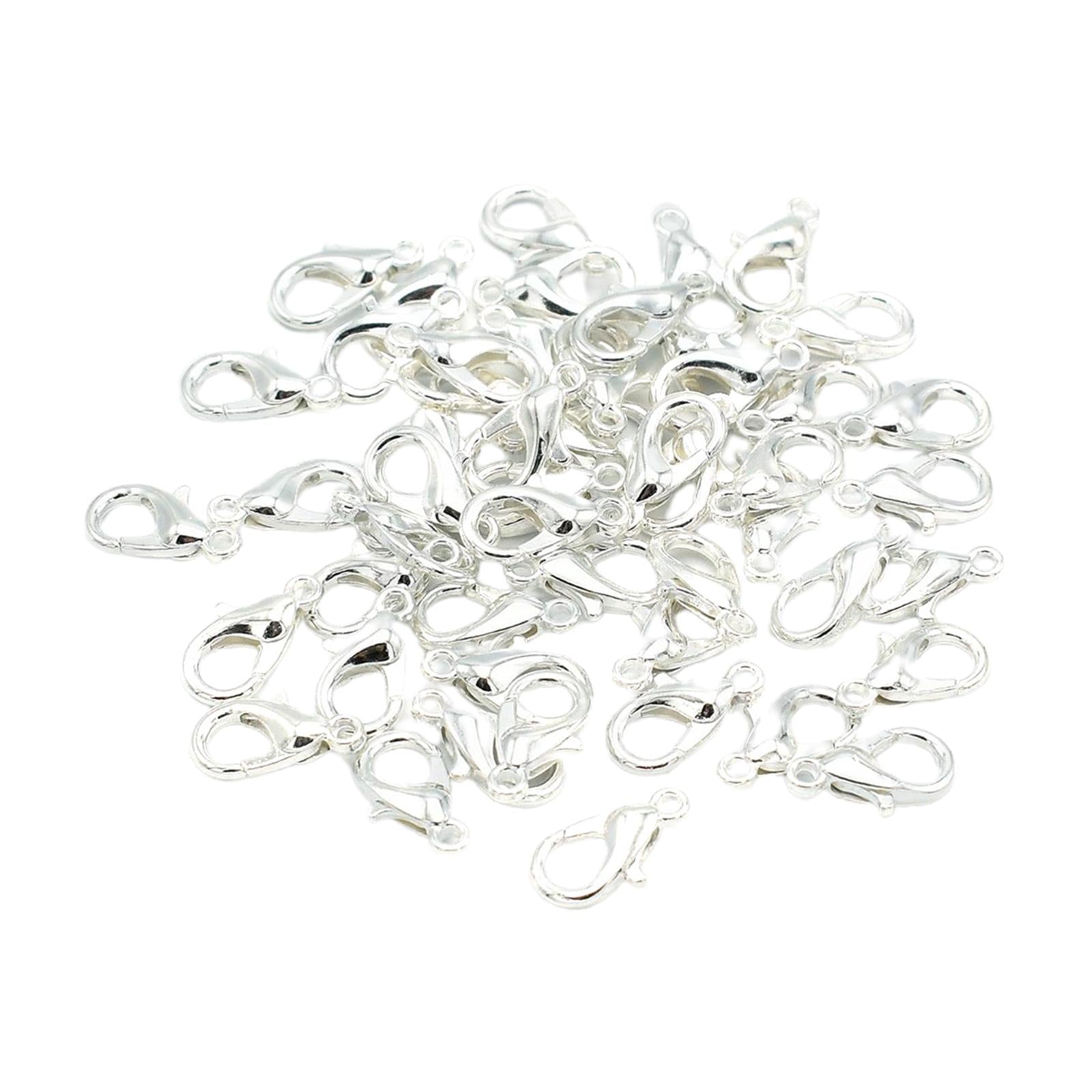 50 Pieces Small Lobster Clasps Zinc Alloy for DIY Crafts Necklace Silver