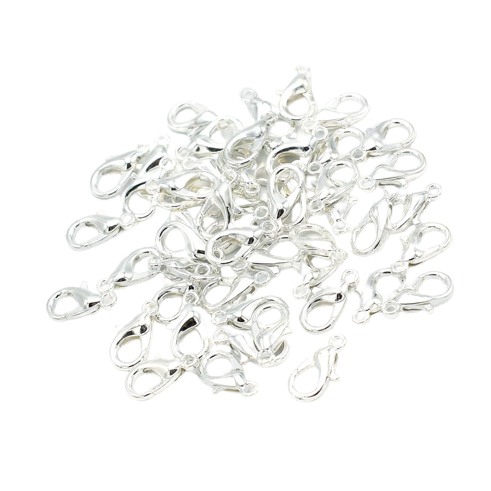 50 Pieces Small Lobster Clasps Zinc Alloy for DIY Crafts Necklace Silver