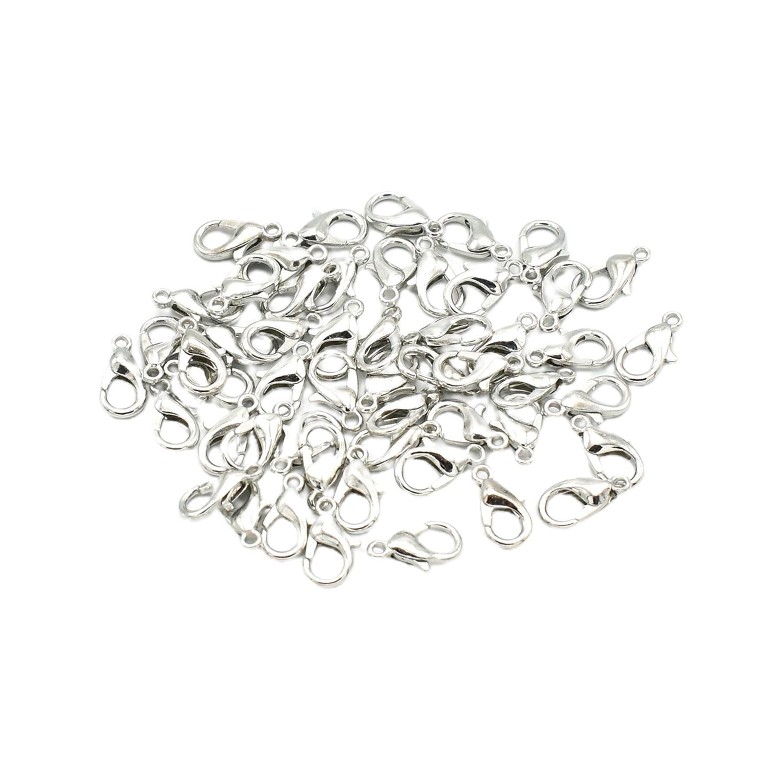50 Pieces Small Lobster Clasps Zinc Alloy for DIY Crafts Necklace White