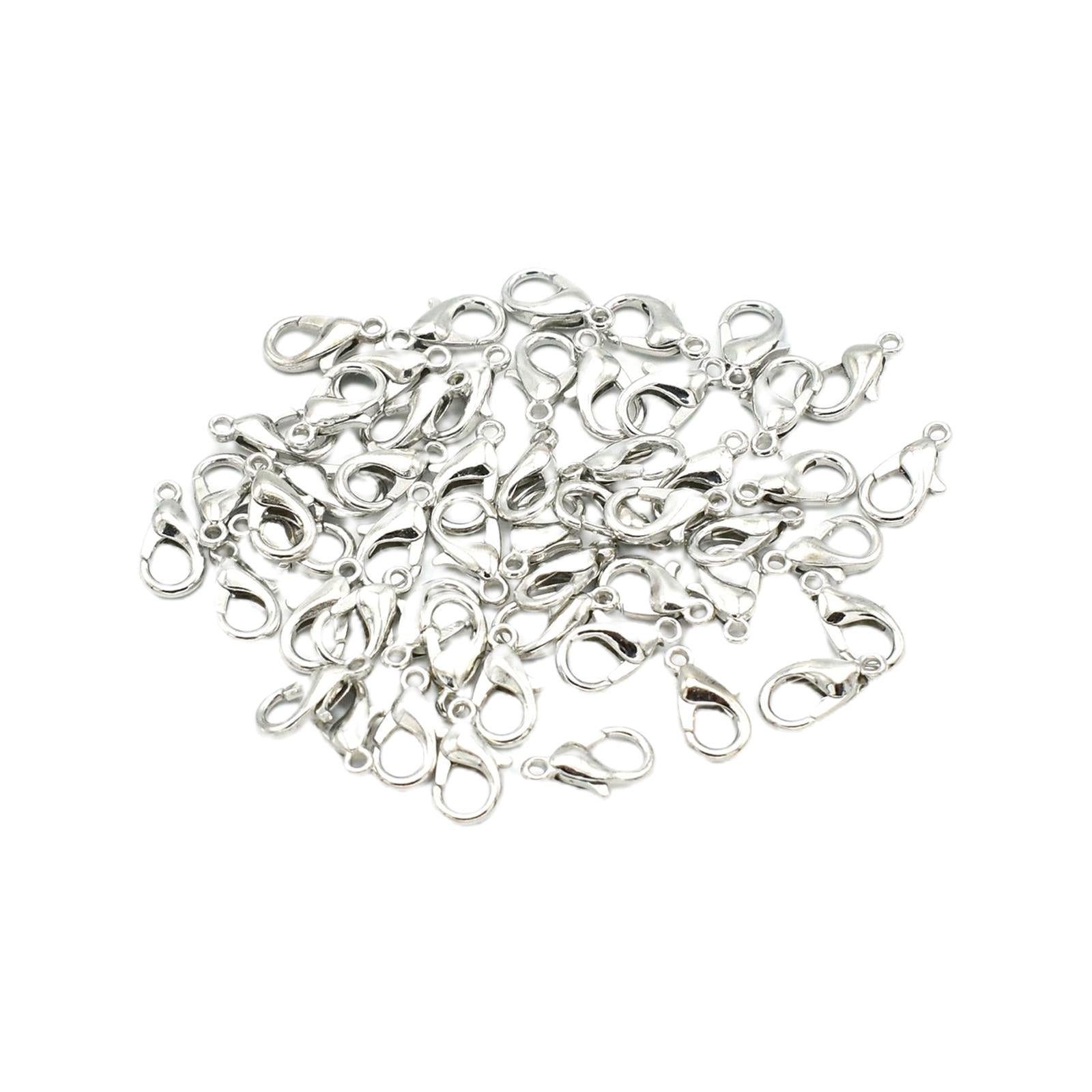 50 Pieces Small Lobster Clasps Zinc Alloy for DIY Crafts Necklace White