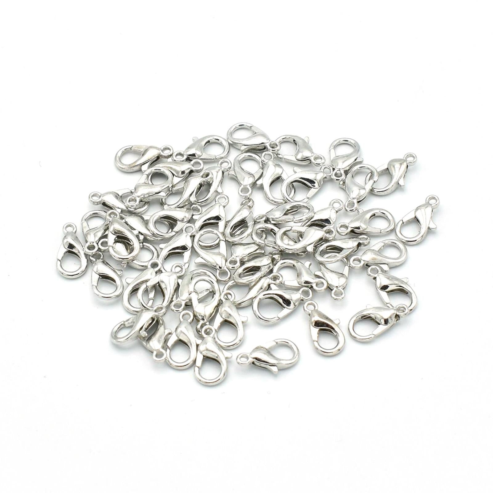 50 Pieces Small Lobster Clasps Zinc Alloy for DIY Crafts Necklace White