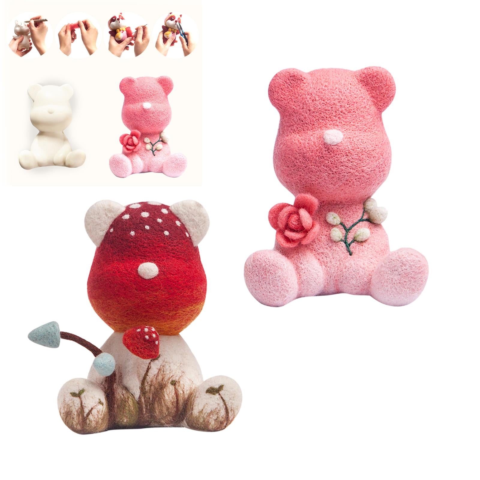 Handmade Wool Felt DIY Embroidery Cartoon Craft Sewing for Kids Beginners A