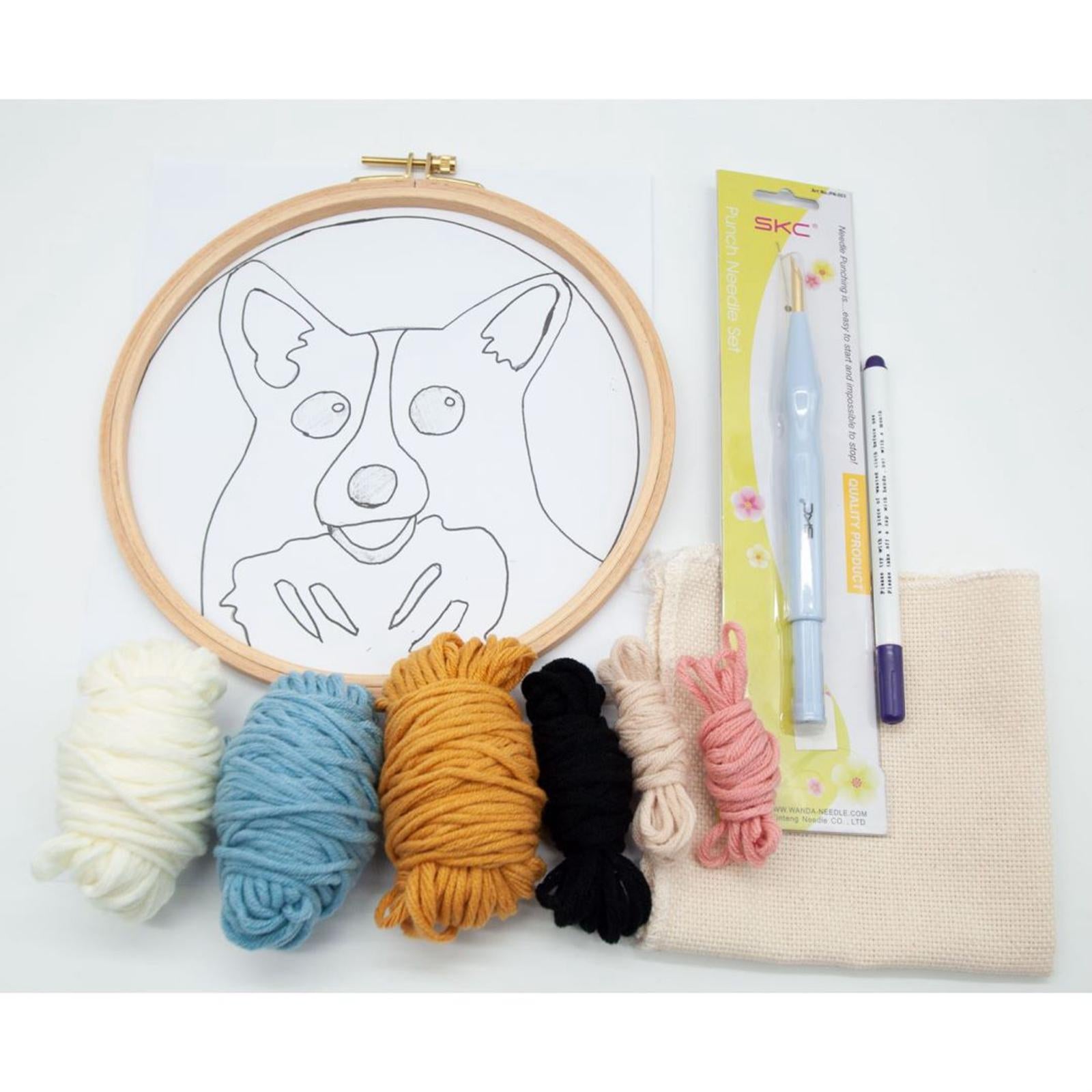 Punch Needle Embroidery Starter Kits Cute Dog Hooking Kit Beginner
