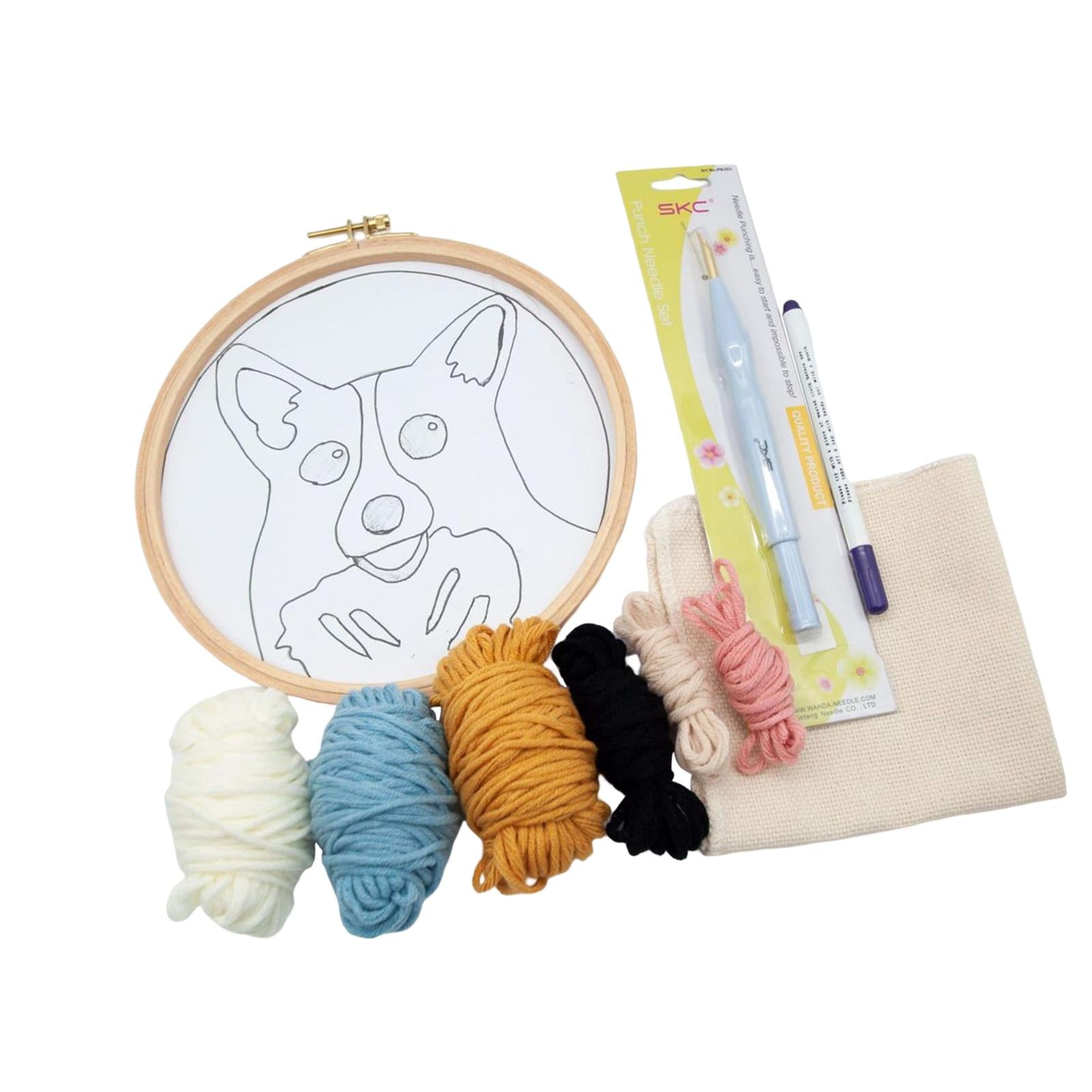 Punch Needle Embroidery Starter Kits Cute Dog Hooking Kit Beginner