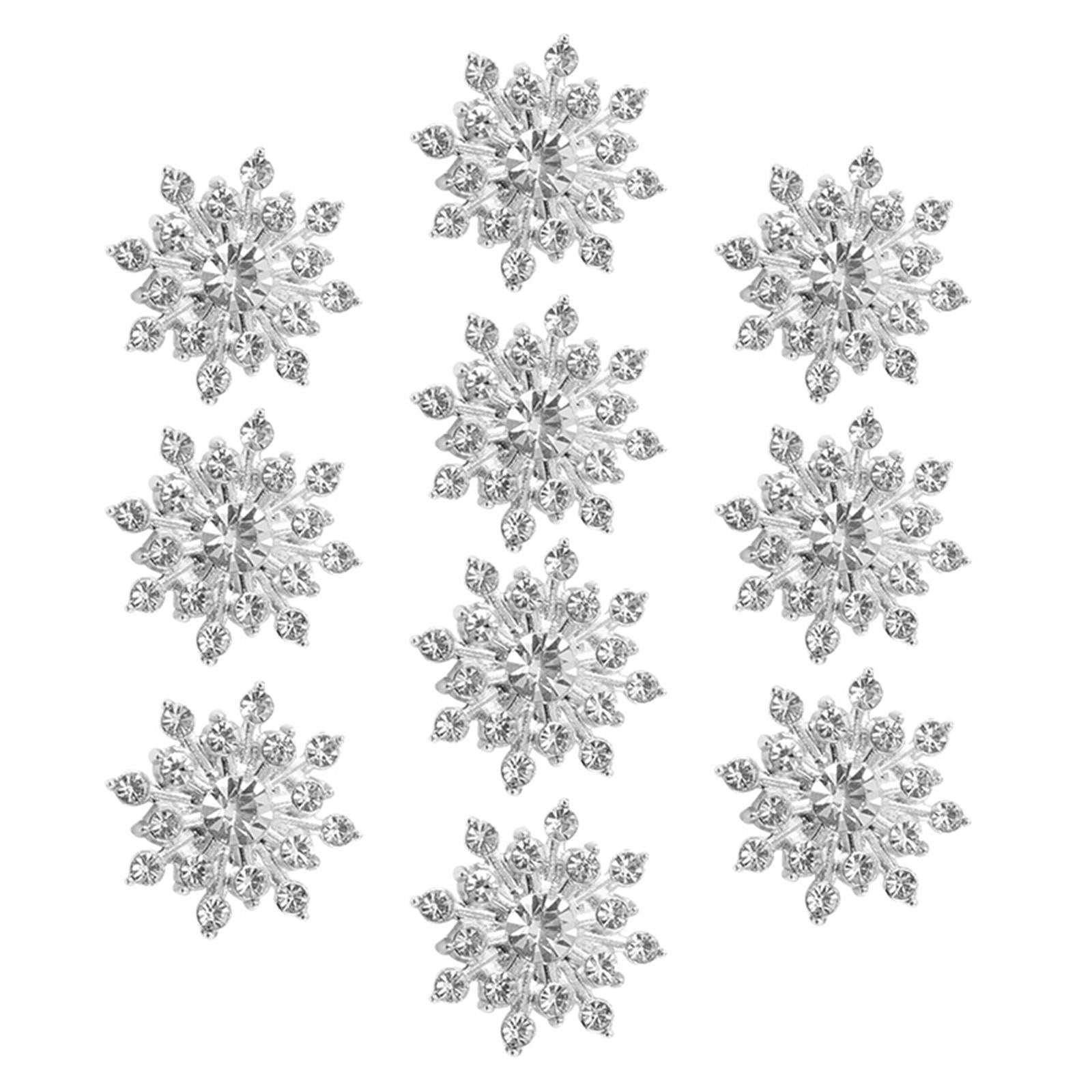 10x Crystal Flower Button DIY Scrapbook Rhinestone Flatback Embellishments Silver