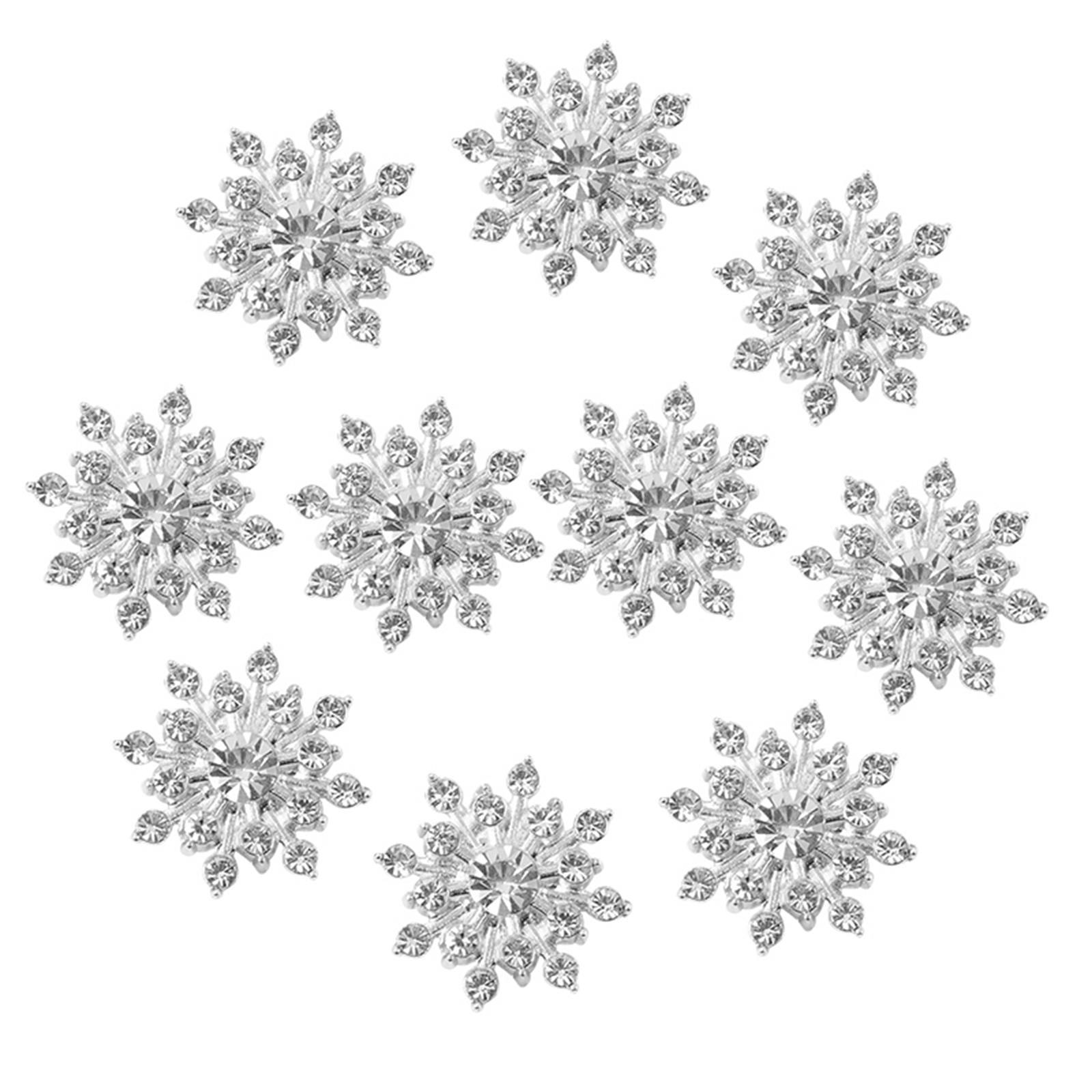 10x Crystal Flower Button DIY Scrapbook Rhinestone Flatback Embellishments Silver
