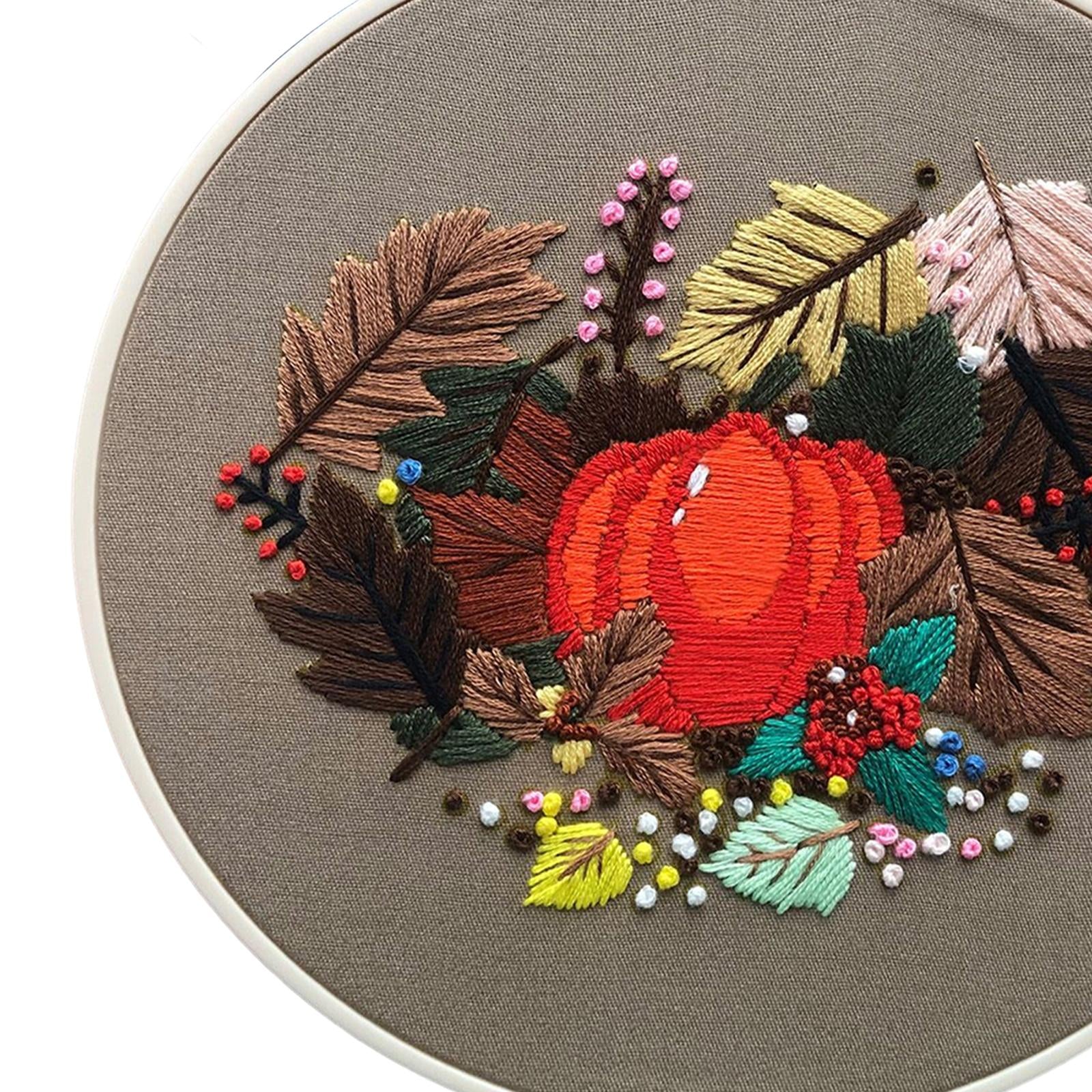 Embroidery Starter Kit Halloween Crafts Decorations Cross Stitch for Adult Maple Leaf