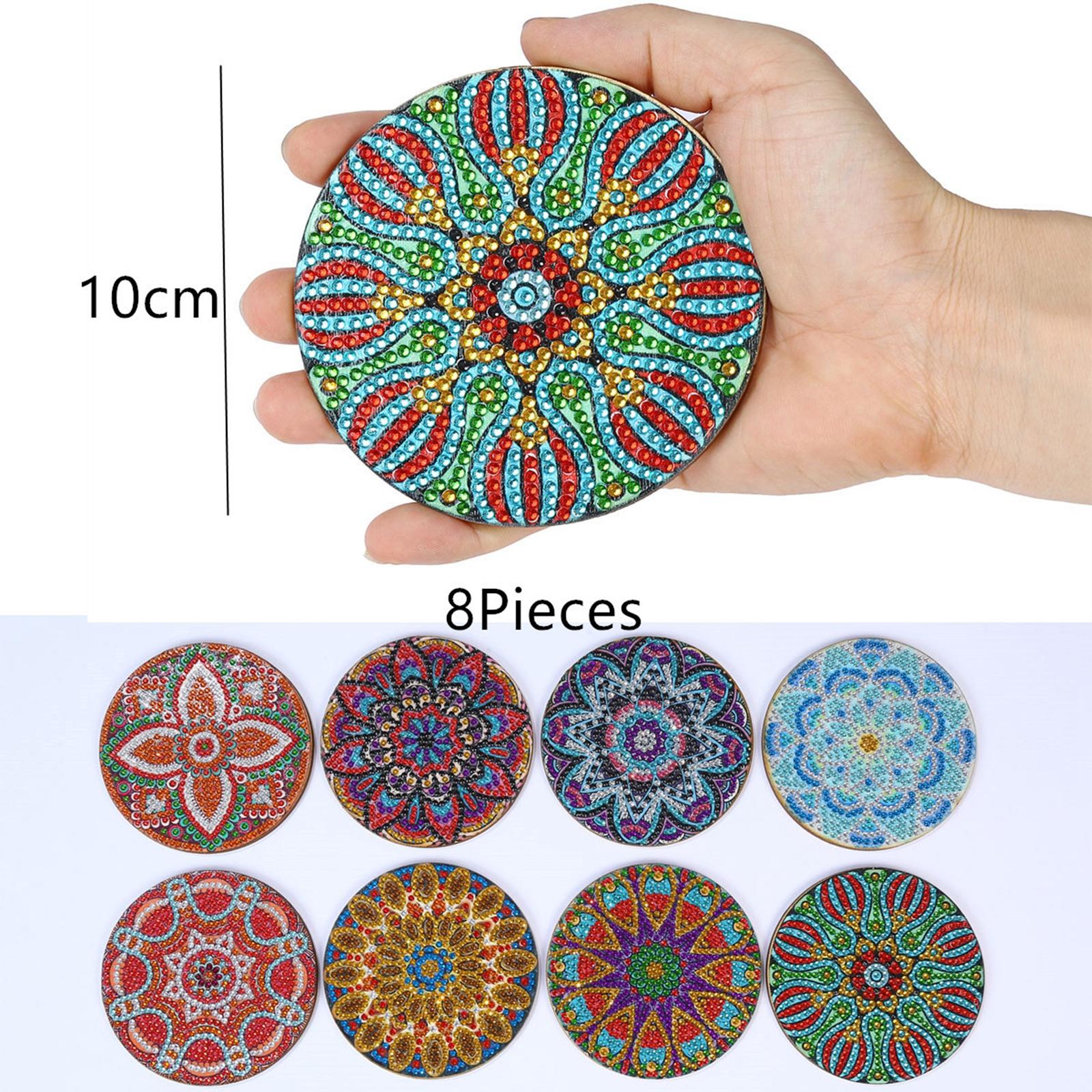 8x DIY Diamond Painting Coaster Tool Mandala for Beginners Dining Room Kids