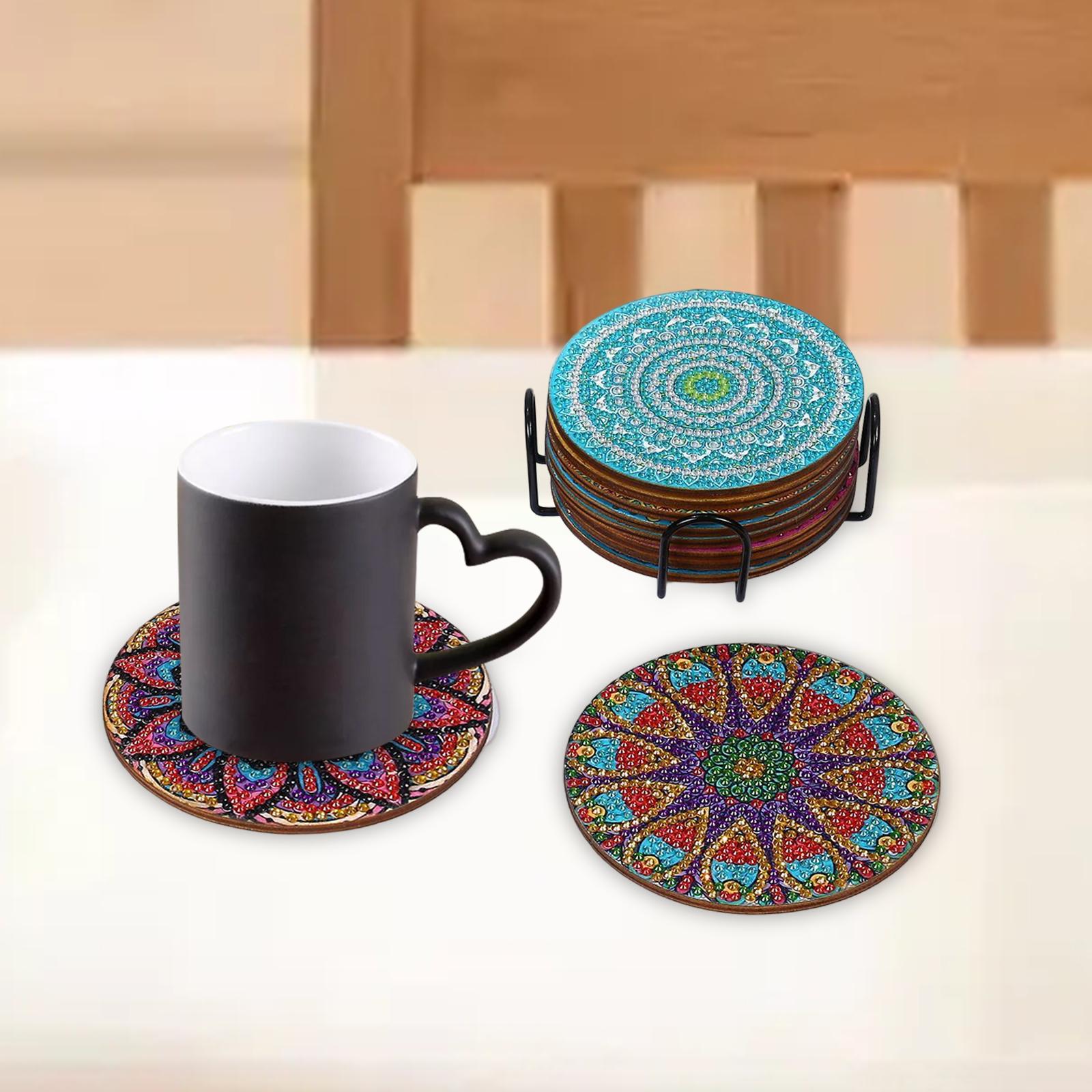 8x DIY Diamond Painting Coaster Tool Mandala for Beginners Dining Room Kids