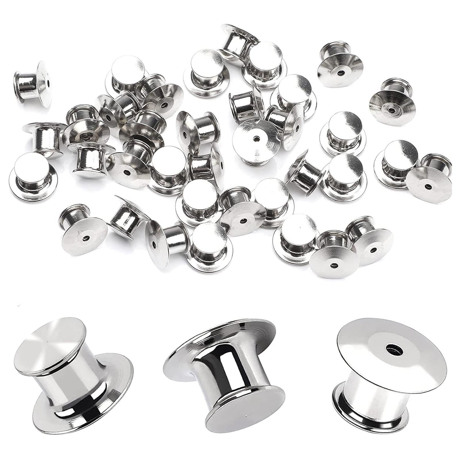 80x Metal Locking Pin Backs Clasp Locking Clasp Pins Keepers Multi-Purpose Silver