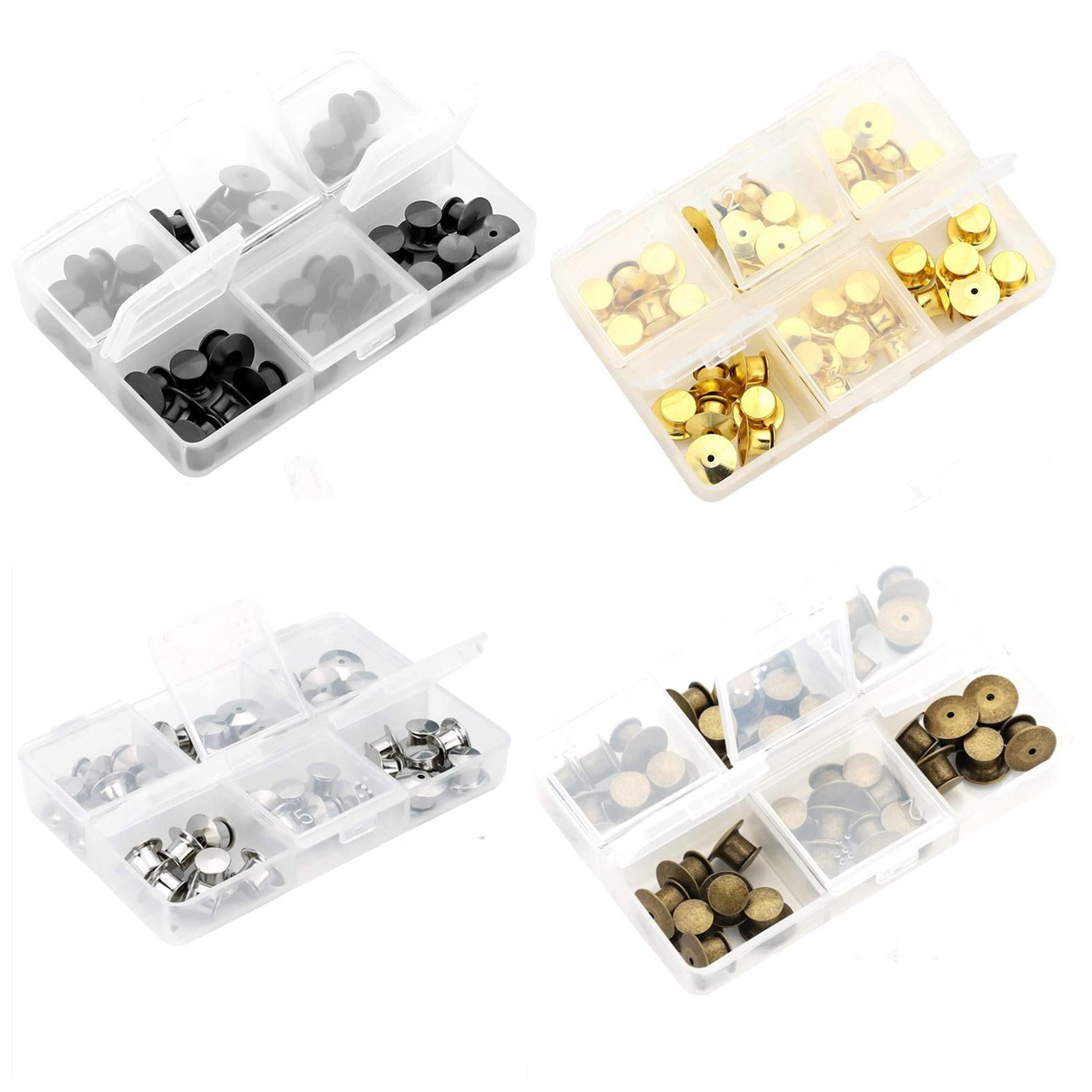 80x Metal Locking Pin Backs Clasp Locking Clasp Pins Keepers Multi-Purpose Silver