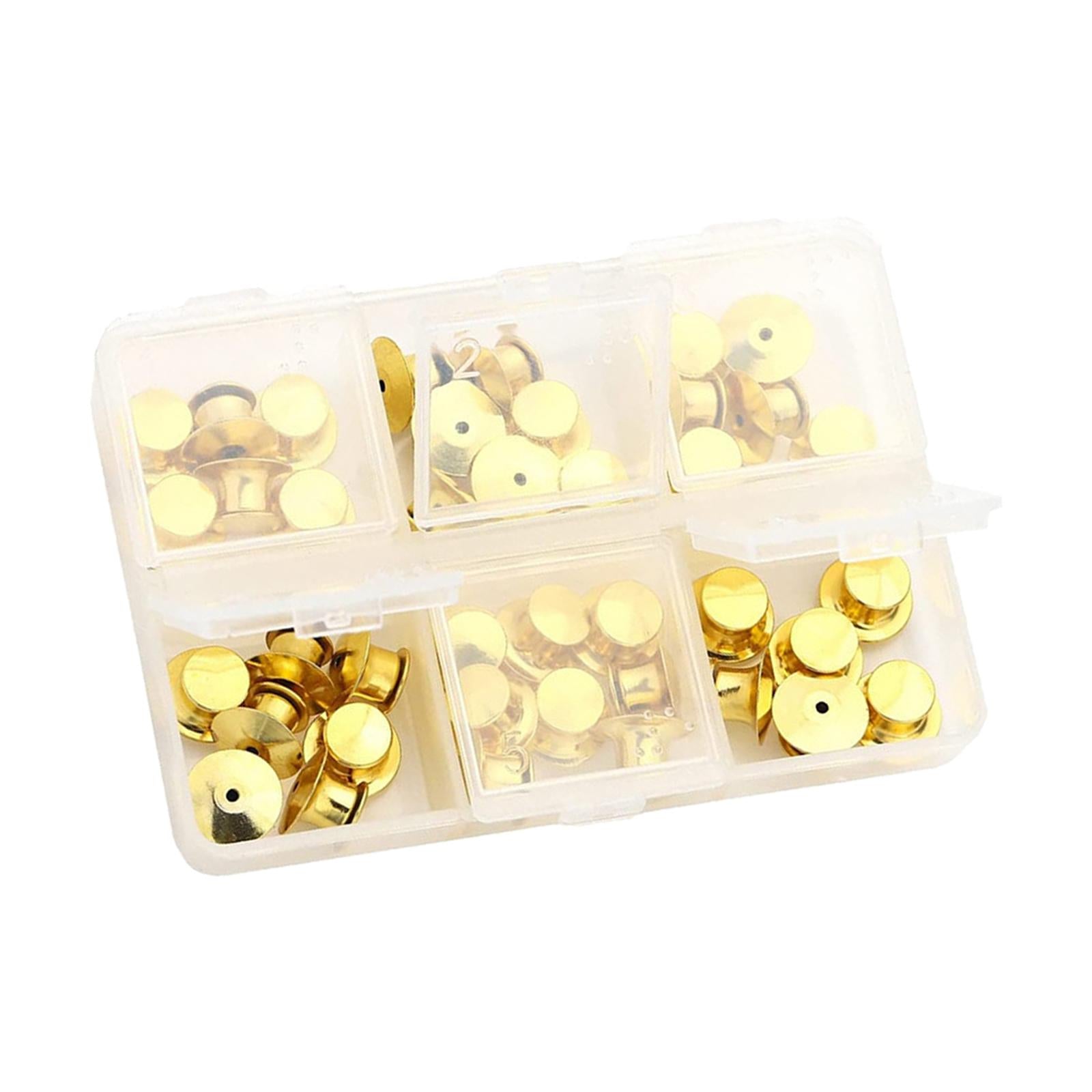 80x Metal Locking Pin Backs Clasp Locking Clasp Pins Keepers Multi-Purpose Gold