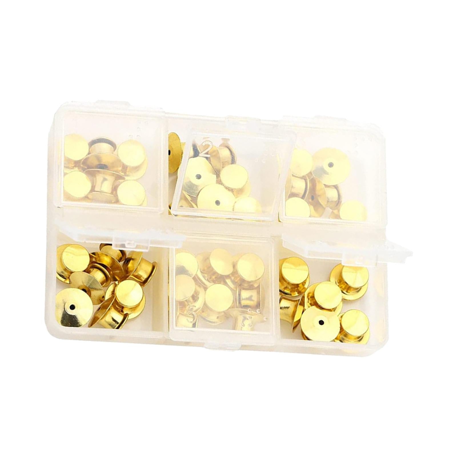 80x Metal Locking Pin Backs Clasp Locking Clasp Pins Keepers Multi-Purpose Gold