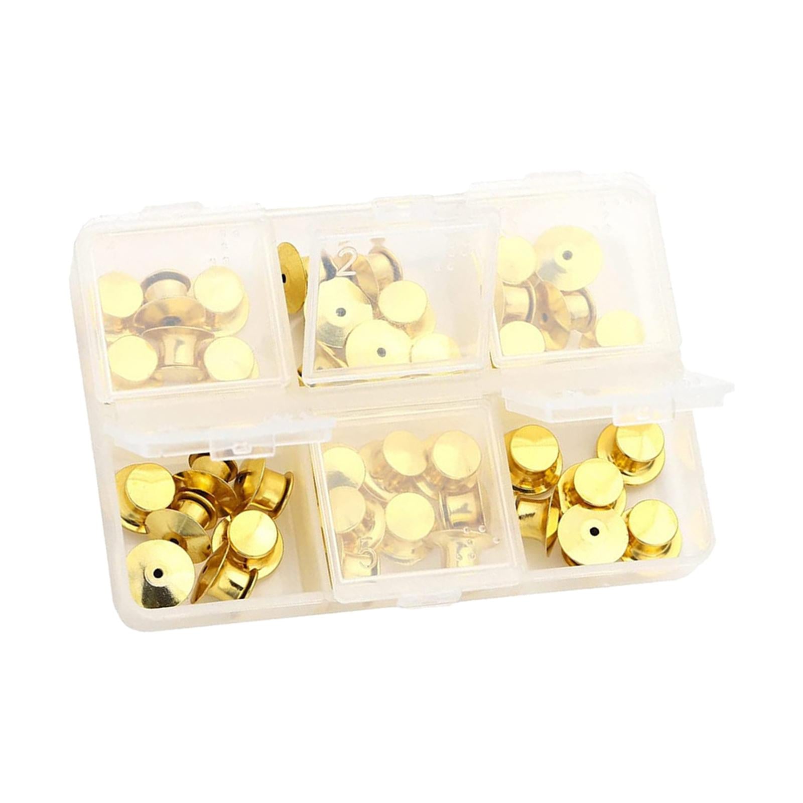 80x Metal Locking Pin Backs Clasp Locking Clasp Pins Keepers Multi-Purpose Gold
