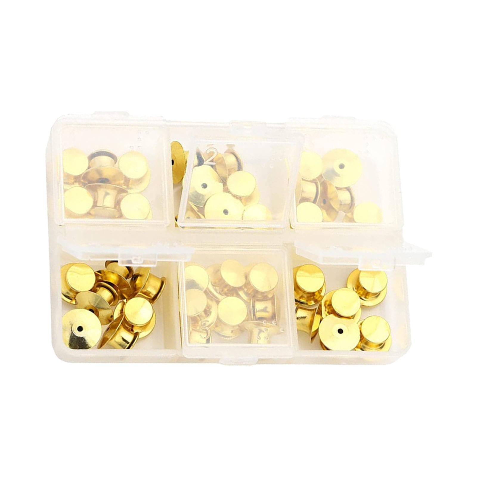 80x Metal Locking Pin Backs Clasp Locking Clasp Pins Keepers Multi-Purpose Gold